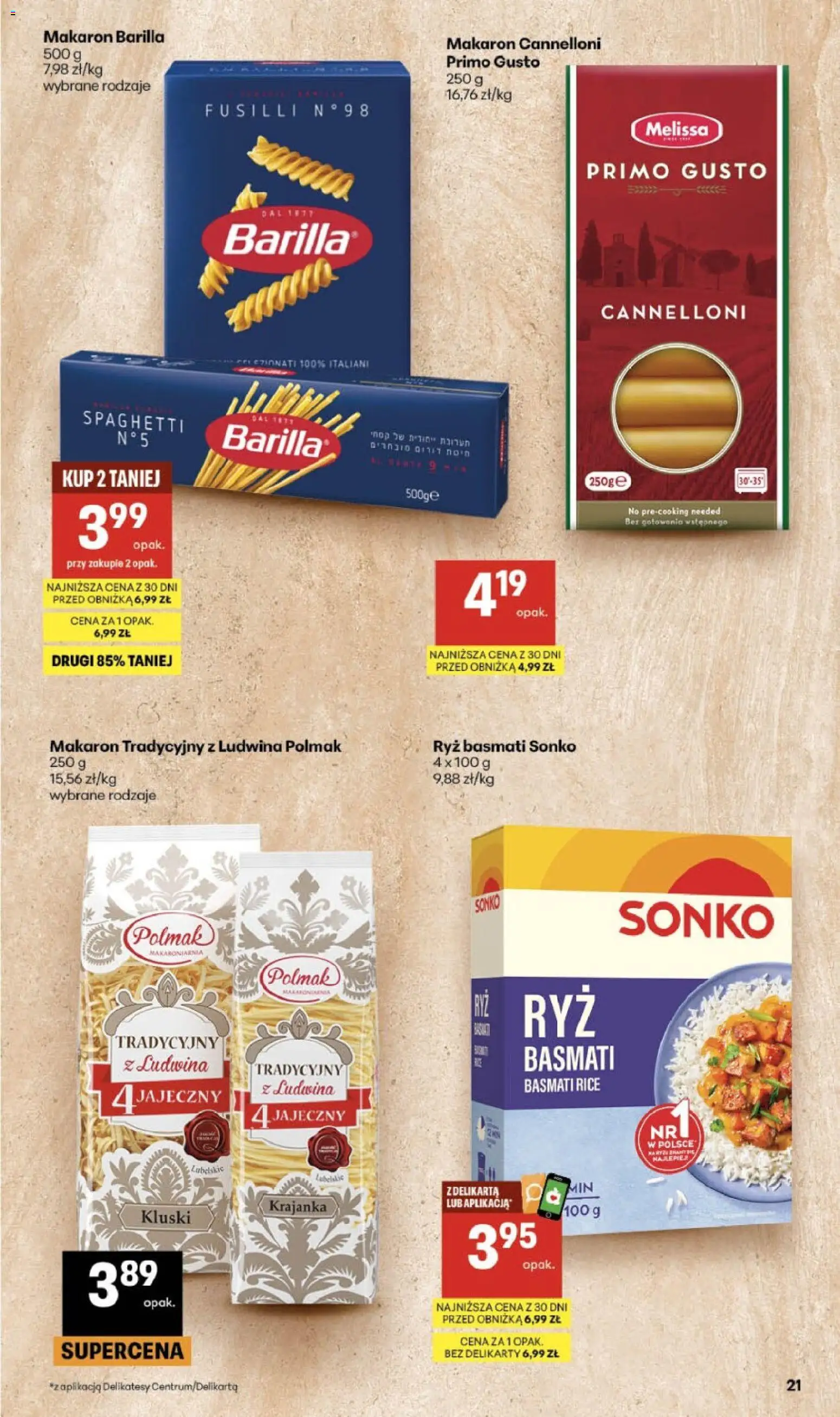 Delikatesy Centrum gazetka od 20.08.2026 | Strona: 21 | Produkty: Spaghetti, Ryż, Kluski, Cannelloni