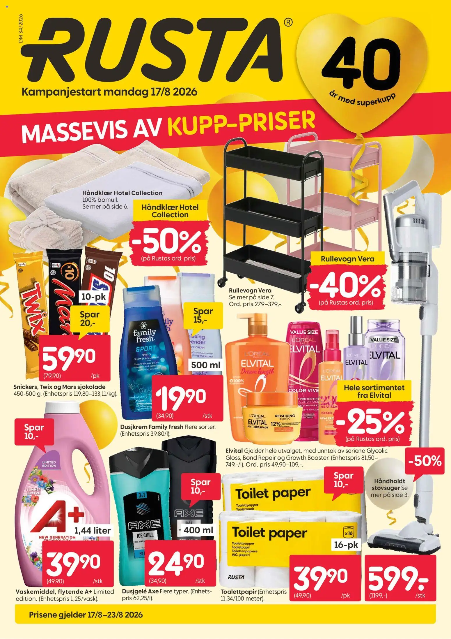 {H1} | Side: 1 | Produkter: Shower Gel, And, Støvsuger, Mars sjokolade