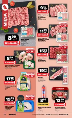 Pogląd oferty "Netto gazetka od poniedziałku spożywcza" - ważna od 25.05.2026 | Strona: 12 | Produkty: Kurczak, Schab, Schab wieprzowy bez kości, Mięso mielone