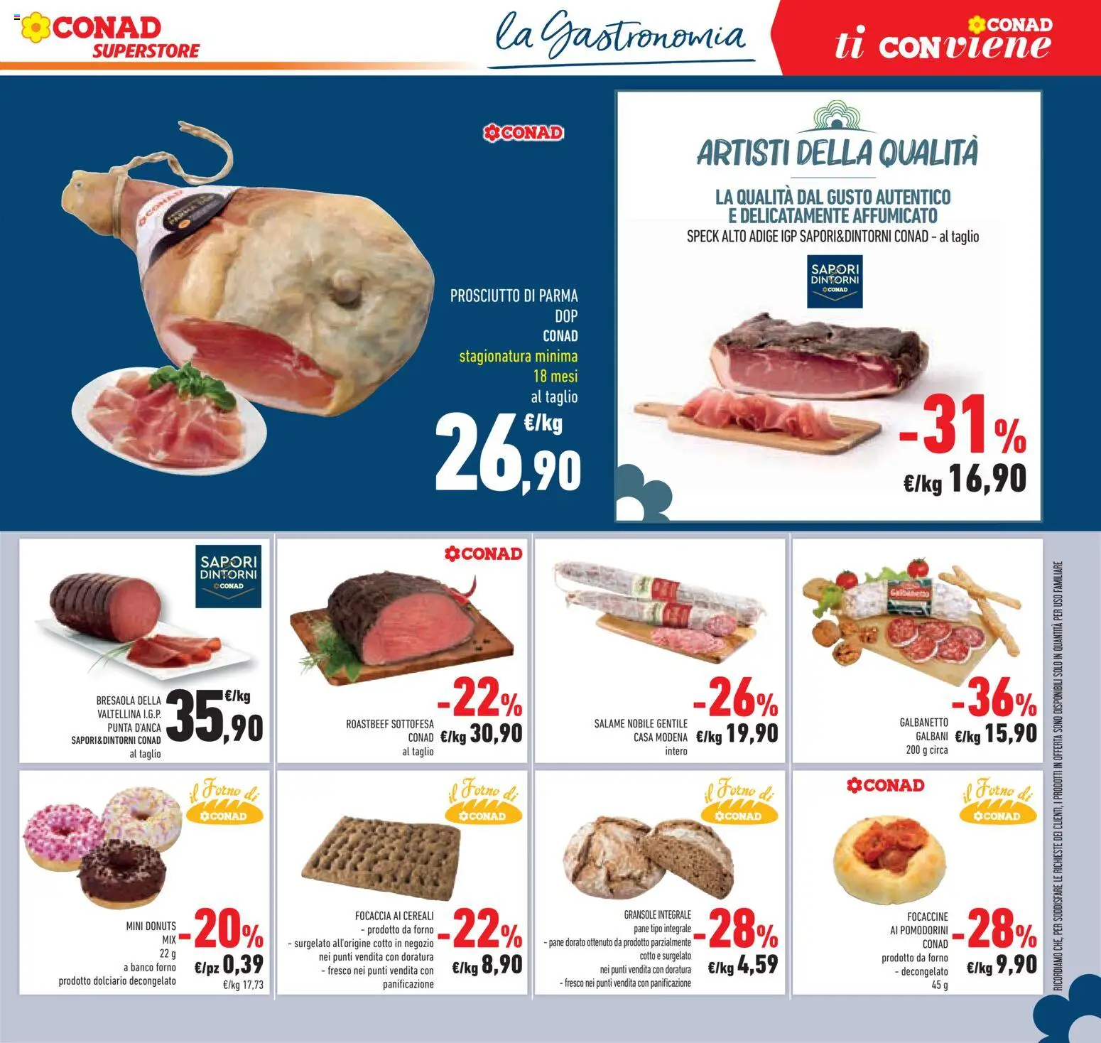 Volantino Conad del 12/08/2026 | Pagina: 15 | Prodotti: Prosciutto di Parma, Pane, Cereali, Focaccia