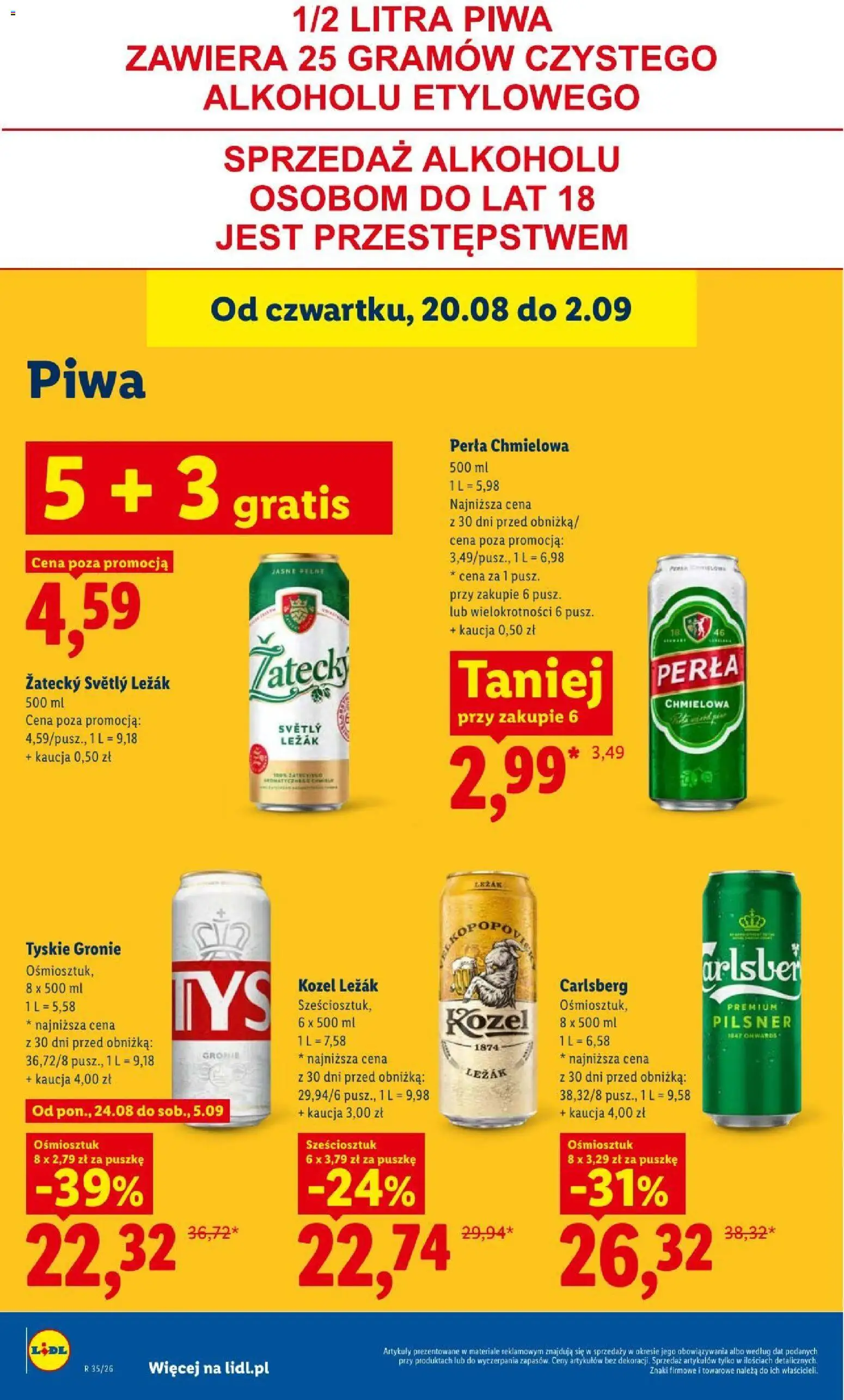 Lidl gazetka od 24.08.2026 | Strona: 76 | Produkty: Leżak, Carlsberg, Tyskie