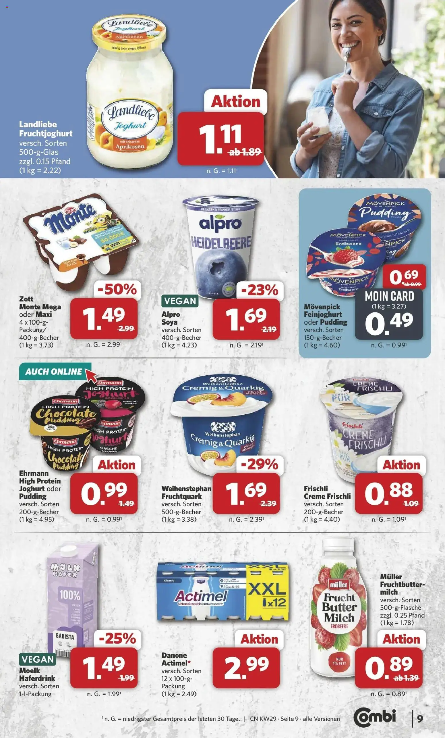 Combi Prospekt Wardenburg – gültig ab 13.07.2026 | Seite: 9 | Produkte: Actimel, Milch, Butter, Haferdrink