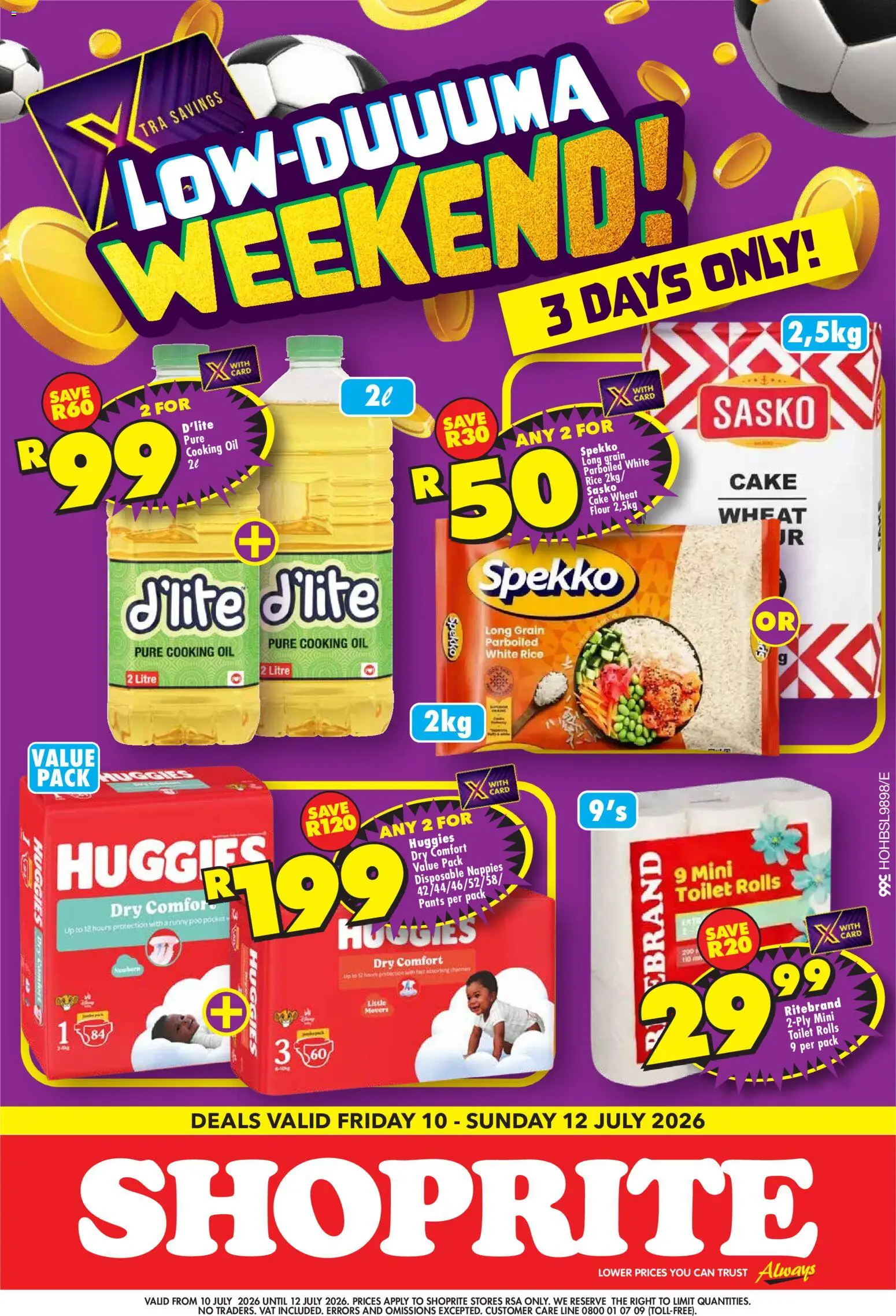 New Shoprite catalogue – valid from 10/07/2026 | Page: 1 | Products: Pants, Flour, Rice, Nappies