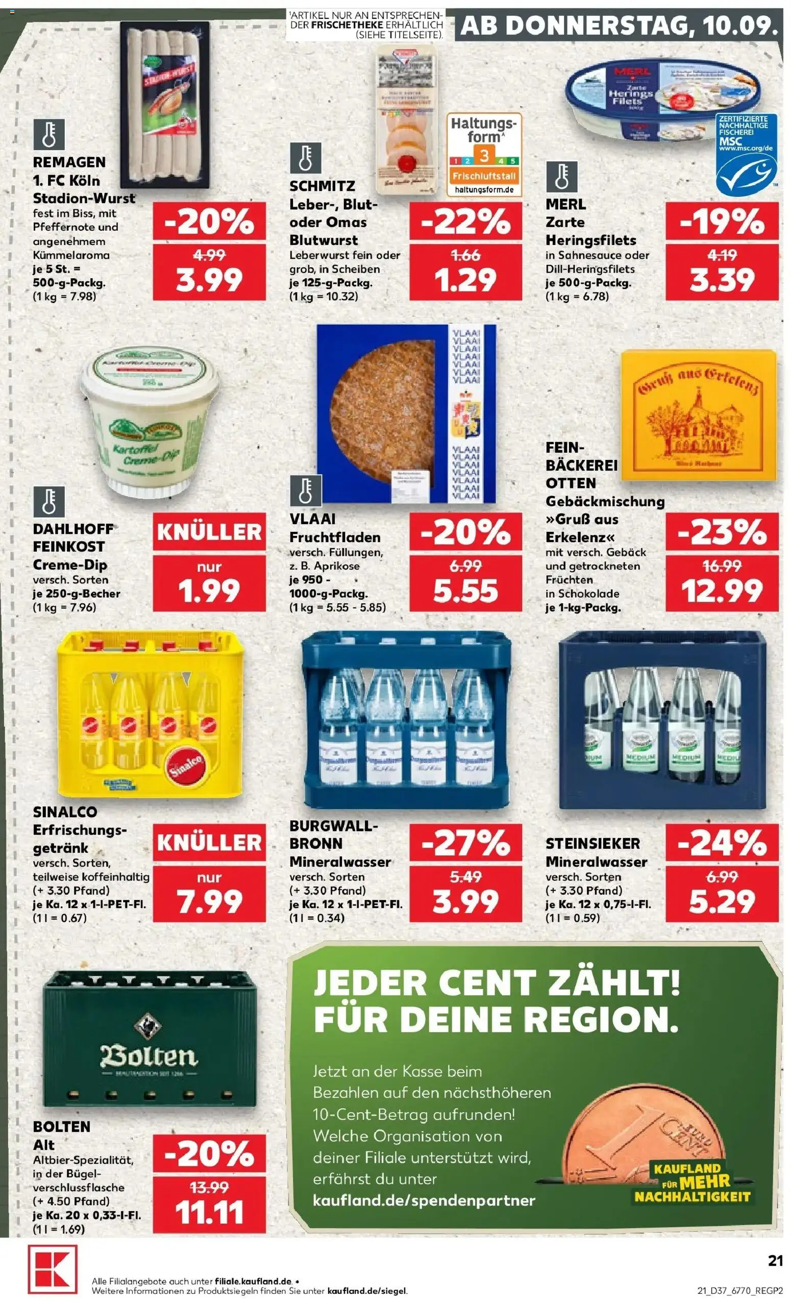 Prospekt Kaufland ab 10.09.2026 » Angebote Online zum Blättern | Seite: 21 | Produkte: Sinalco, Bäckerei, Schokolade, Mineralwasser