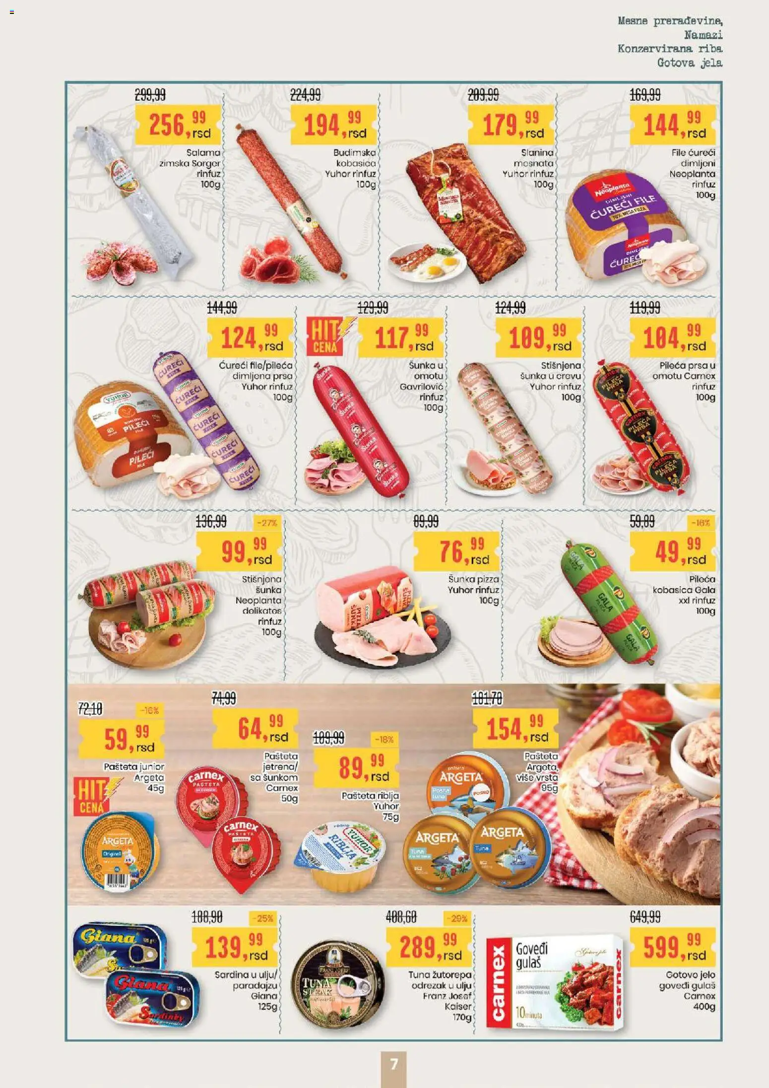 Aroma Market katalog - važi od 30.04.2026 | Strana: 7 | Proizvode: Pileća prsa, Salama, Šunka, Slanina