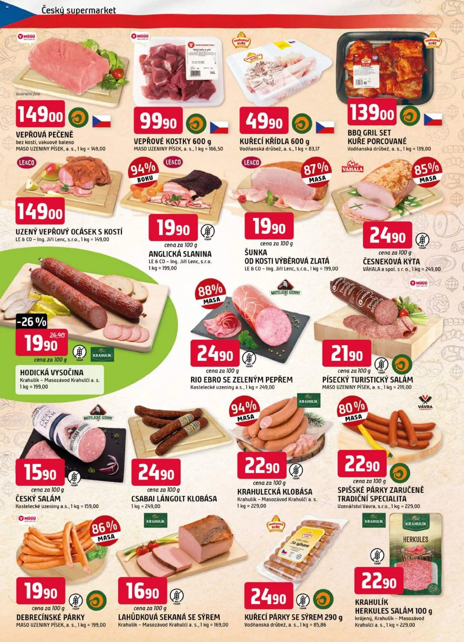 Trefa leták od 22.07.2026 | Strana: 2 | Produkty: Salám, Šunka, Párky, Kýta