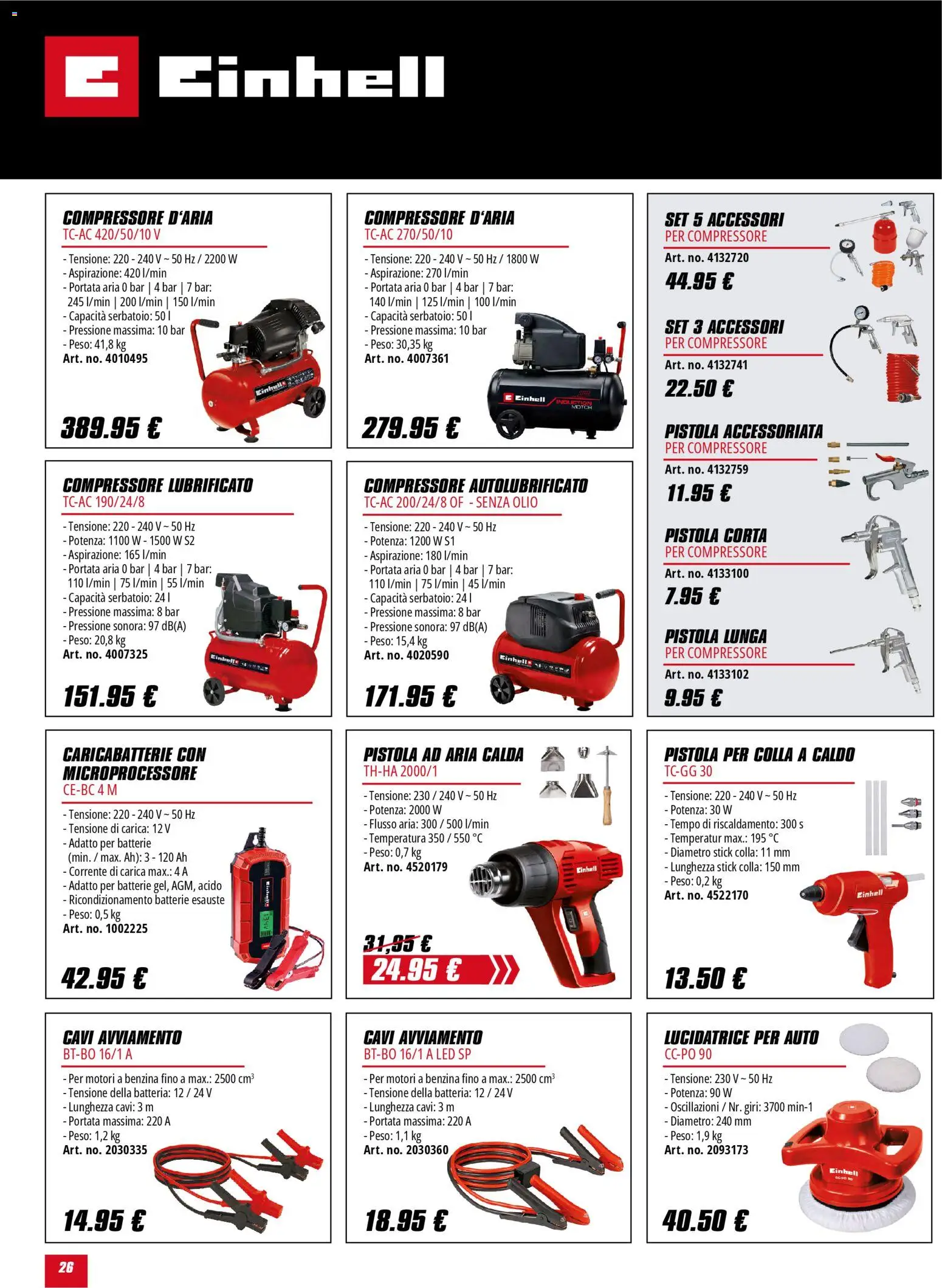 Volantino Einhell del 02.02.2026 | Pagina: 26 | Prodotti: Compressore, Olio, Batteria, Caricabatterie