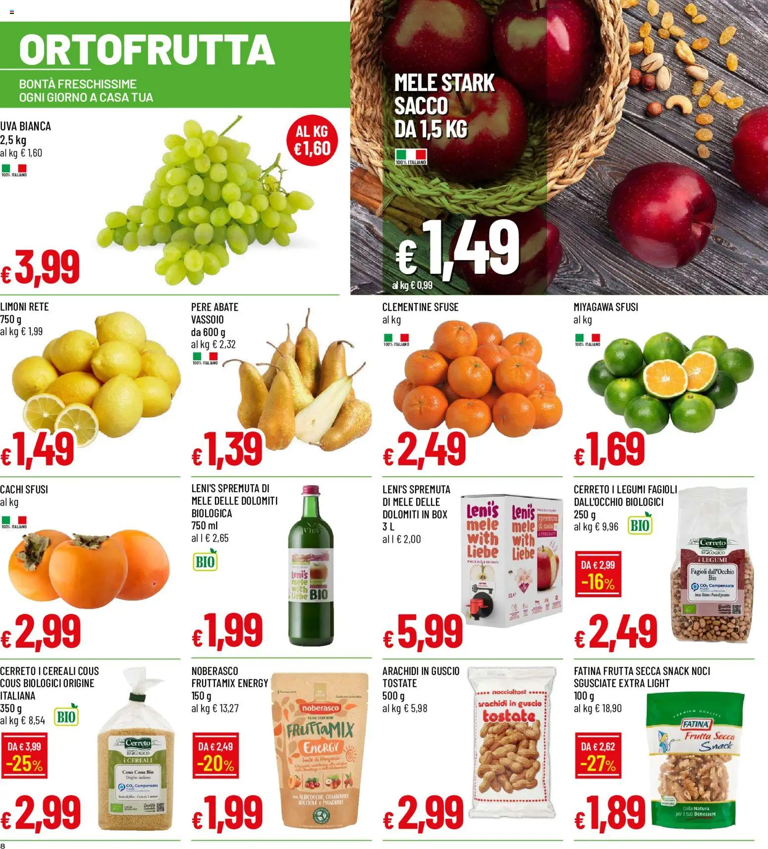 Volantino Galassia del 22/10/2026 | Pagina: 8 | Prodotti: Mele, Frutta secca, Cous cous, Vassoio