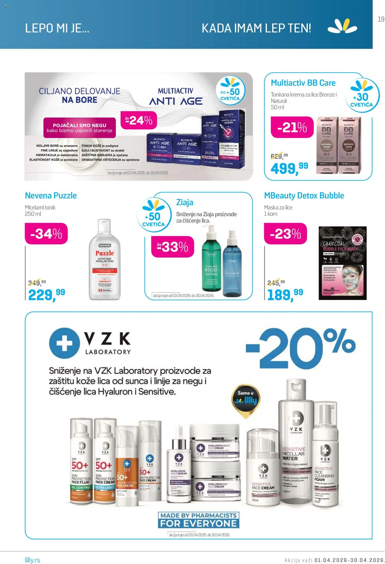 Lilly drogerie katalog - važi od 01.04.2026 | Strana: 19 | Proizvode: Krema, Maska, Tonik