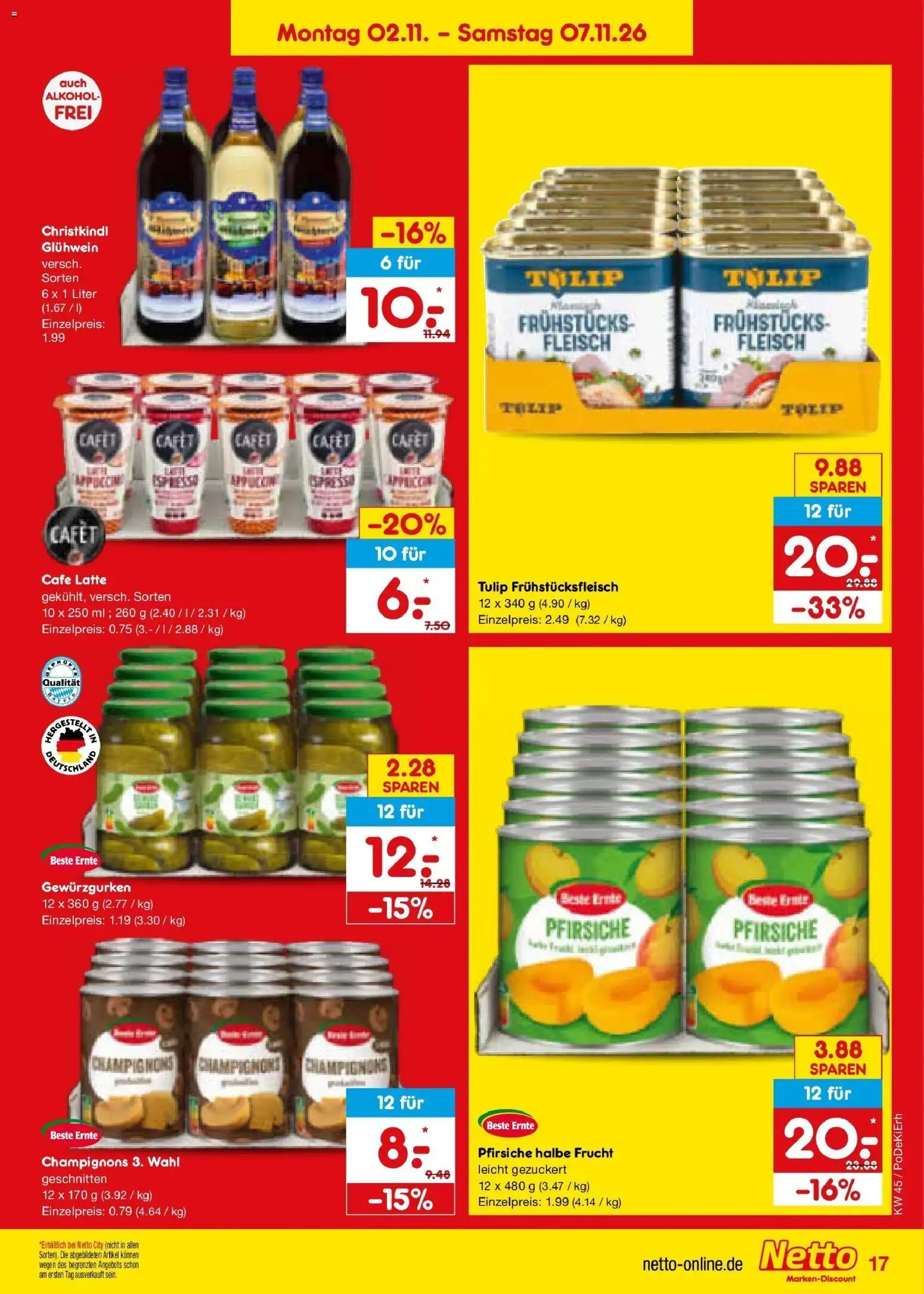Netto Marken-Discount Prospekt Selb (ab 02.11.2026) » Angebote | Seite: 27 | Produkte: Champignons, Alkohol, Fleisch