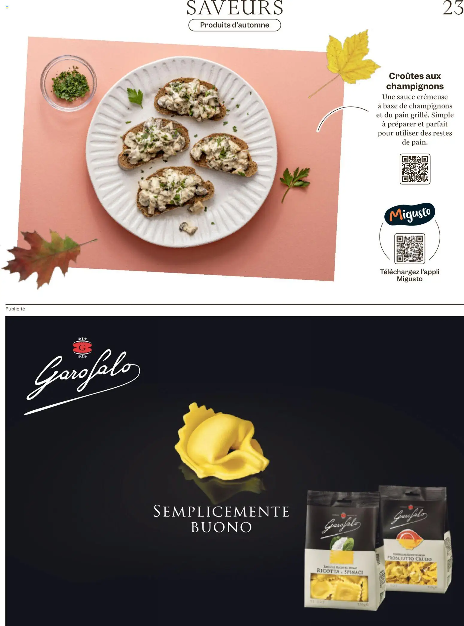 Migros aktionen Magazin FR – gültig ab 30.09.2026 | Seite: 23 | Produkte: Champignons, Pasta, Ricotta