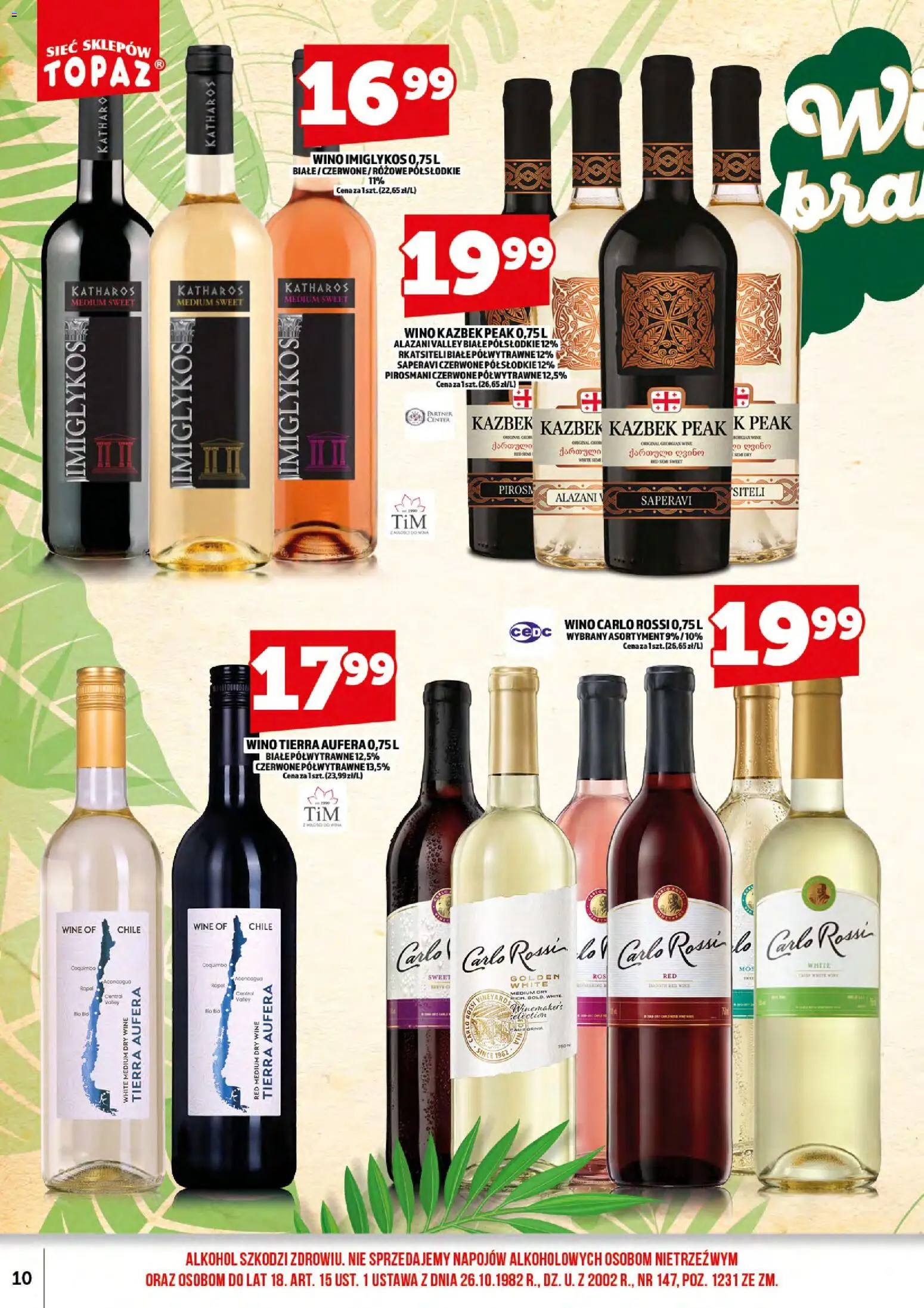 Topaz gazetka alkoholowa od 01.07.2026 | Strona: 12 | Produkty: Wino, Alkohol, Carlo Rossi