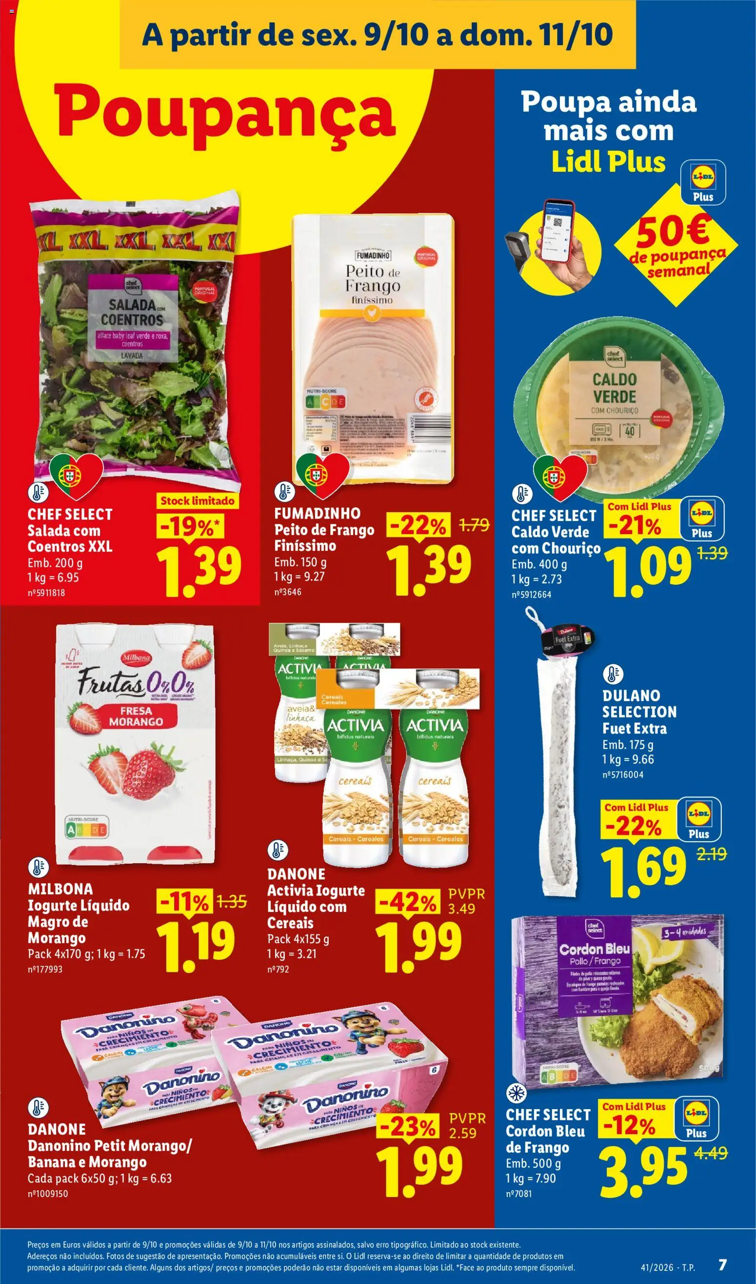Lidl Promoções Fim de Semana │ válido de 09/10/2026 | Página: 7 | Produtos: Queijo Gouda, Peito de frango, Caldo, Salada
