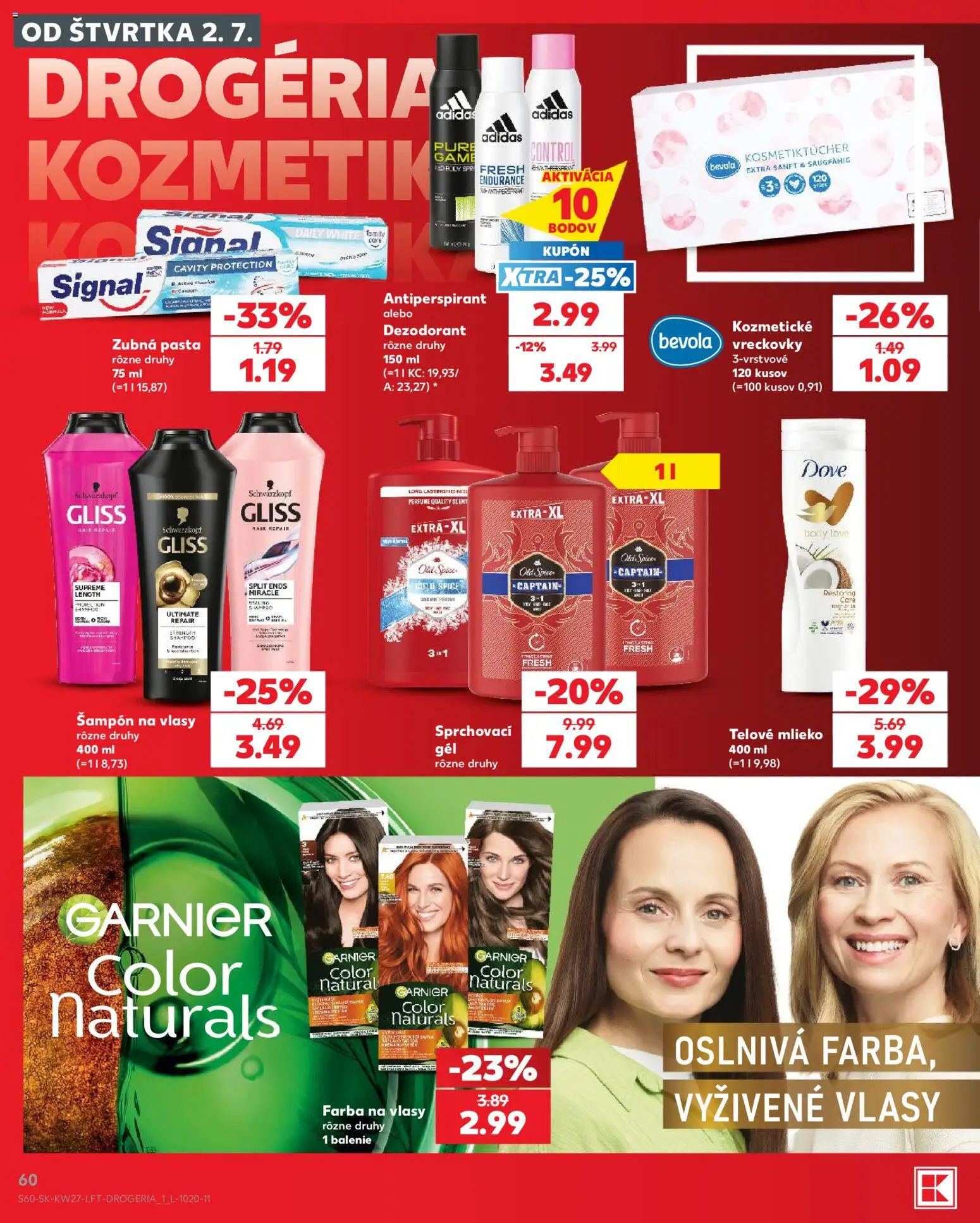 Nové Kaufland akcie – leták je platný od 02.07.2026 | Strana: 60 | Produkty: Old Spice, Šampón, Dezodorant, Adidas