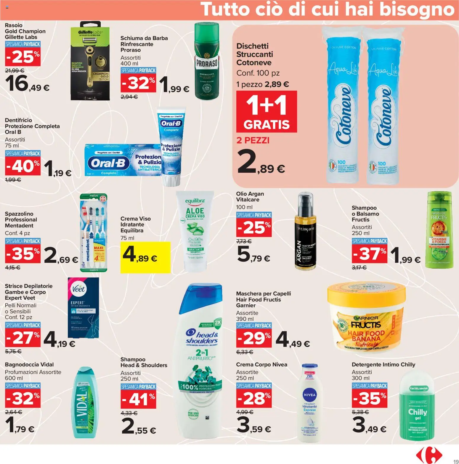 Volantino Carrefour del 15/09/2026 | Pagina: 19 | Prodotti: Schiuma da barba, Rasoio, Spazzolino, Intimo