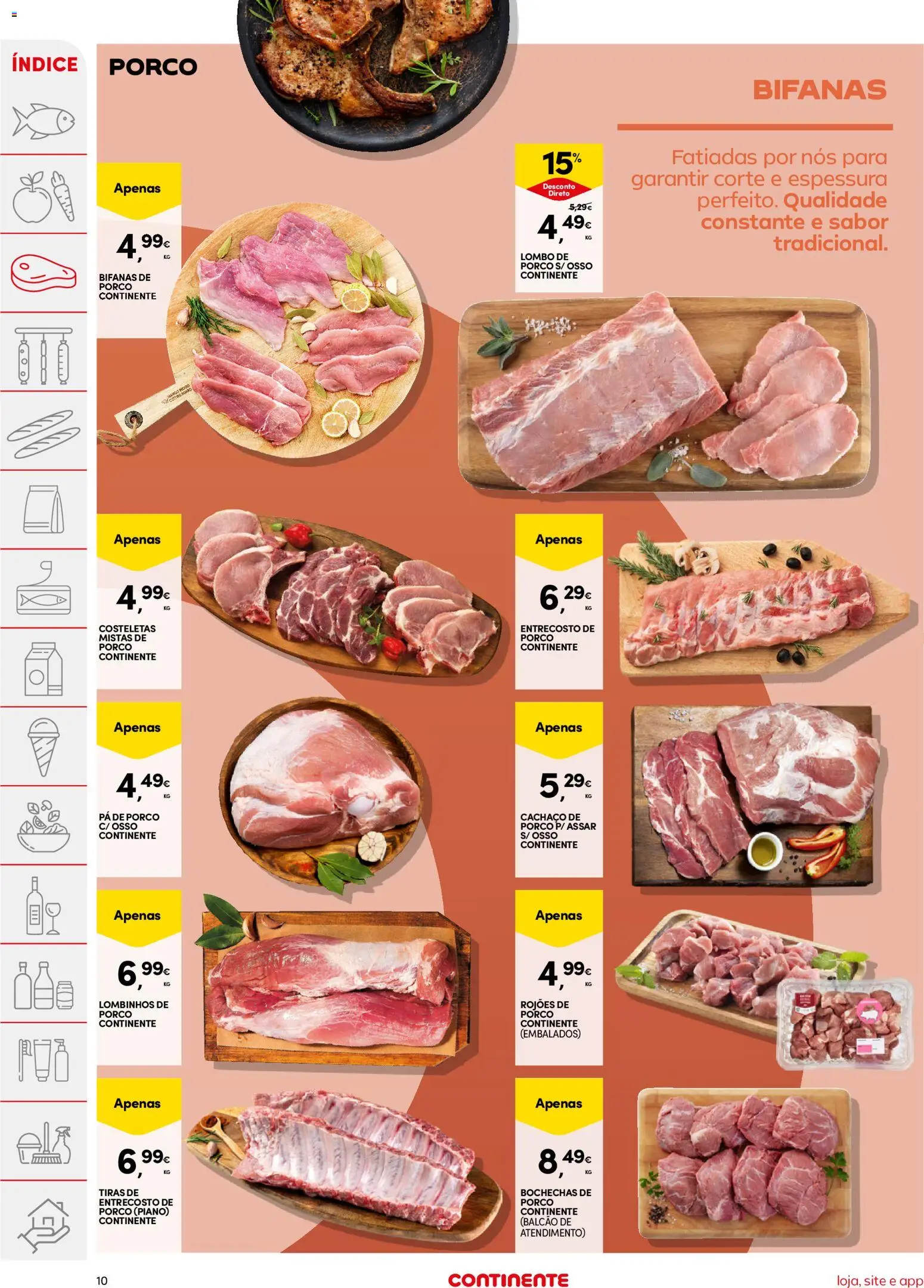 Continente folheto │ válido de 11/08/2026 | Página: 10 | Produtos: Pá de porco, Lombo, Lombo de porco, Pá