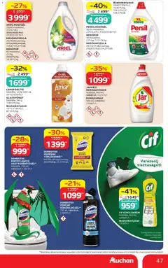 Auchan akciós újság - amely érvényes a következő dátumtól: 14.05.2026 | Oldal: 47 | Termékek: Törlőkendő, Mosógél, Mosópor, Mosogatószer