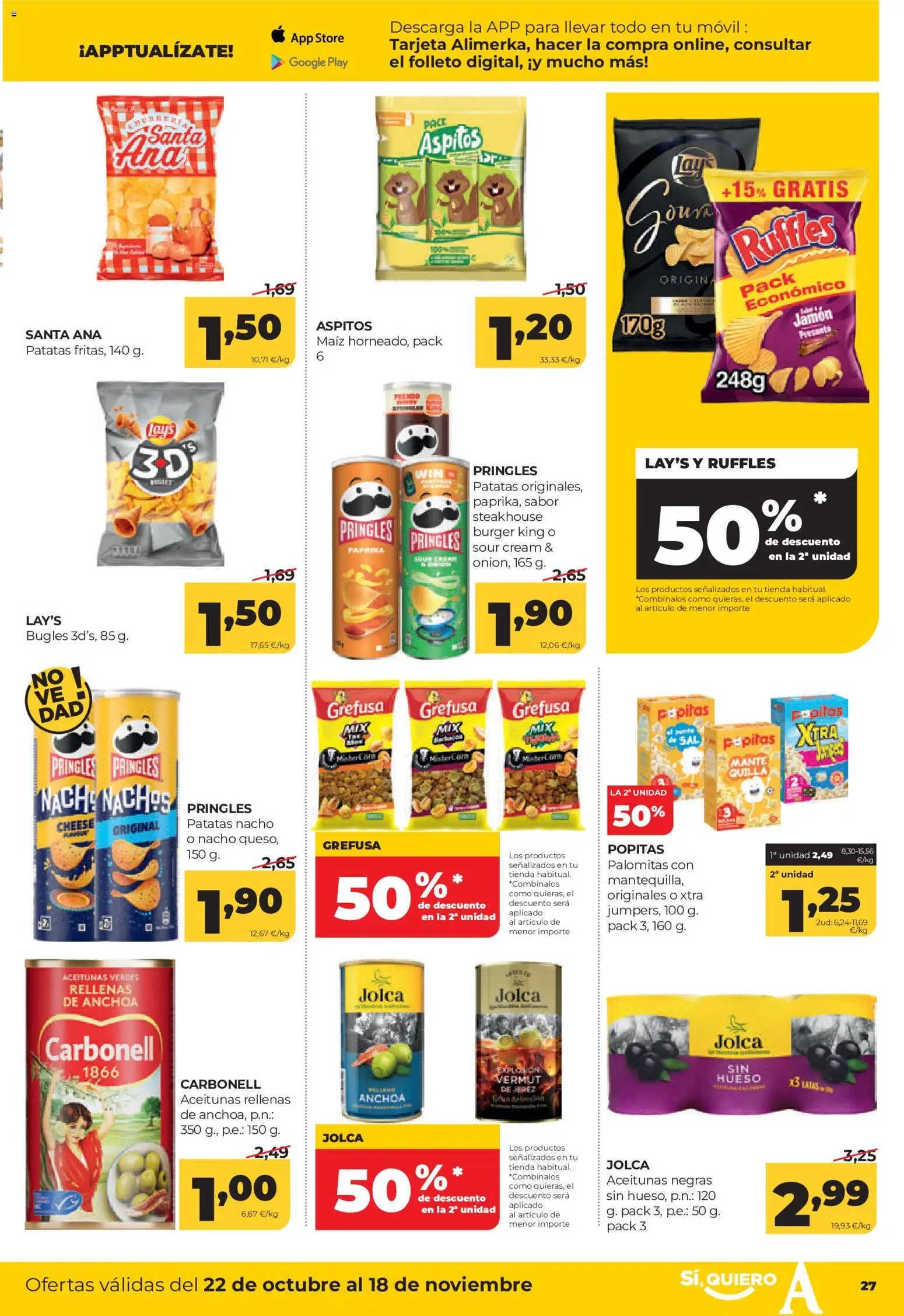 Alimerka folleto Castilla y León │ válido desde el 22/10/2026 | Página: 29 | Productos: Maíz, Nachos, Jamón, Patatas