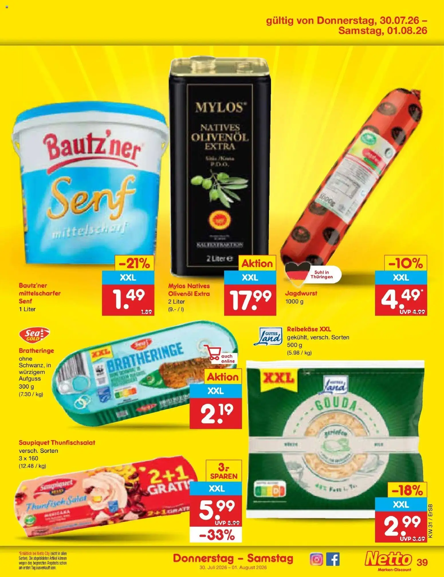 Netto Marken-Discount Prospekt Naumburg – gültig ab 27.07.2026 | Seite: 56 | Produkte: Thunfisch, Gouda, Olivenol, Salat