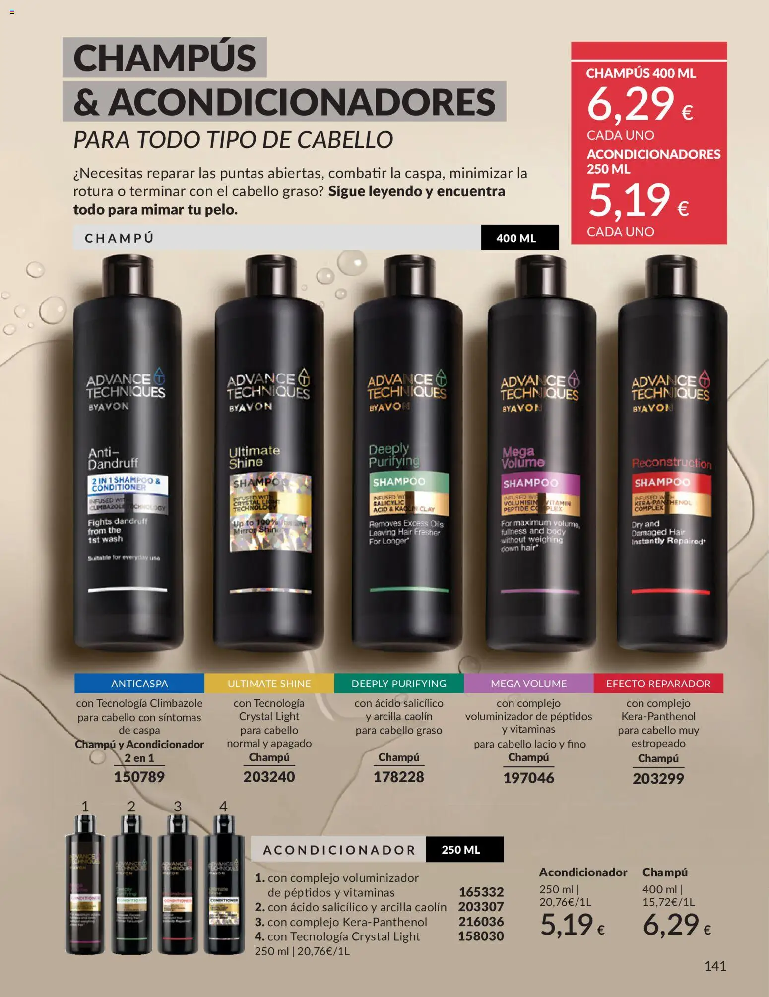Catálogo AVON campaña 6 │ válido desde el 01.06.2026 | Página: 141 | Productos: Champú, Acondicionador, Body