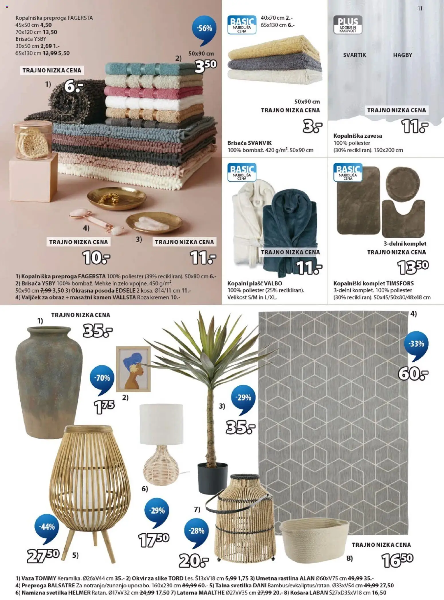 Novi JYSK katalog ponudbe – veljaven od 18.05.2026 | Stran: 11 | Izdelki: Vaza, Svetilka, Plasc, Kopalni plasc