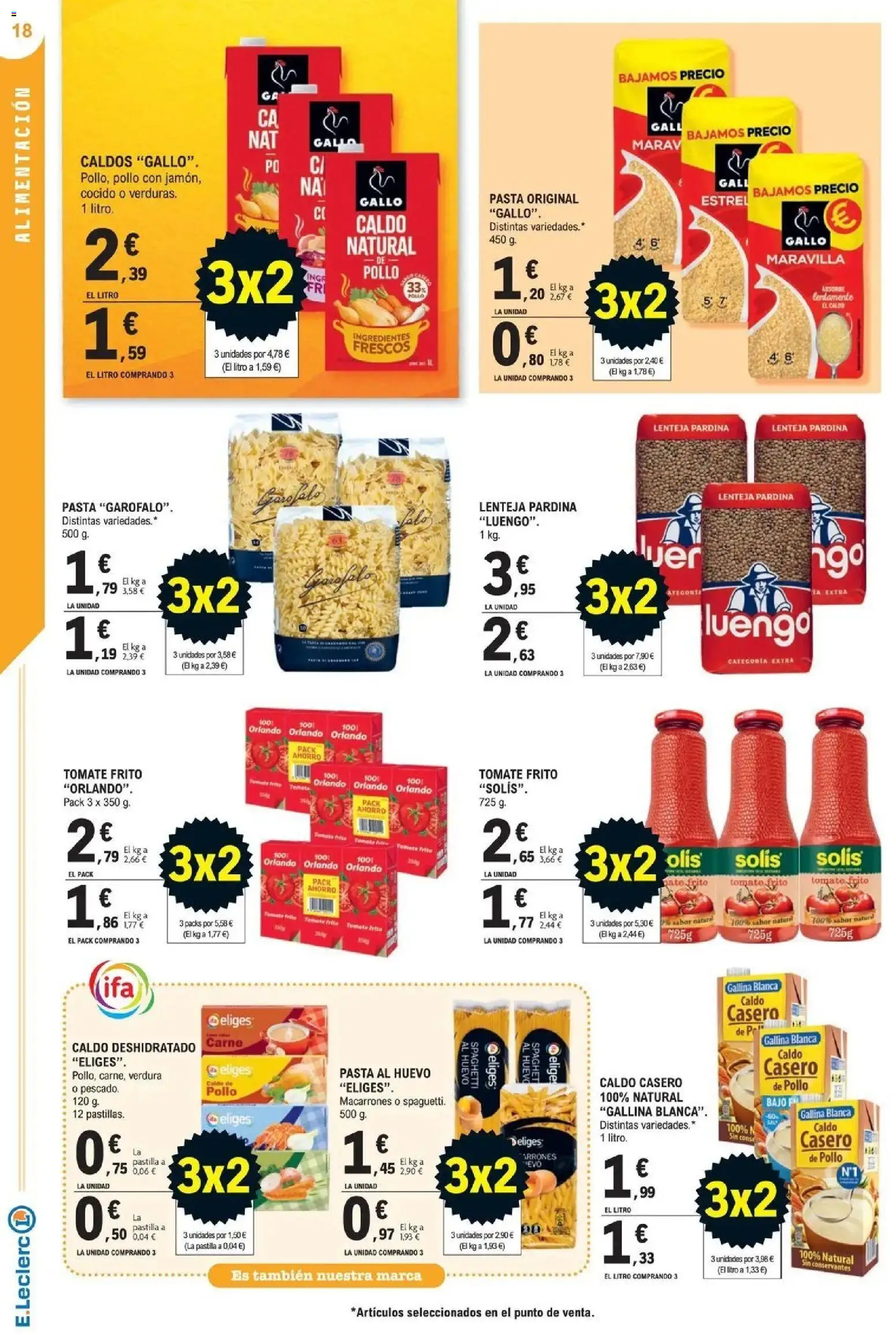 E.Leclerc Megames 3X2 21/10/2026 - 01/11/2026 | Página: 18 | Productos: Caldo de pollo, Ingredientes, Tomate, Carne