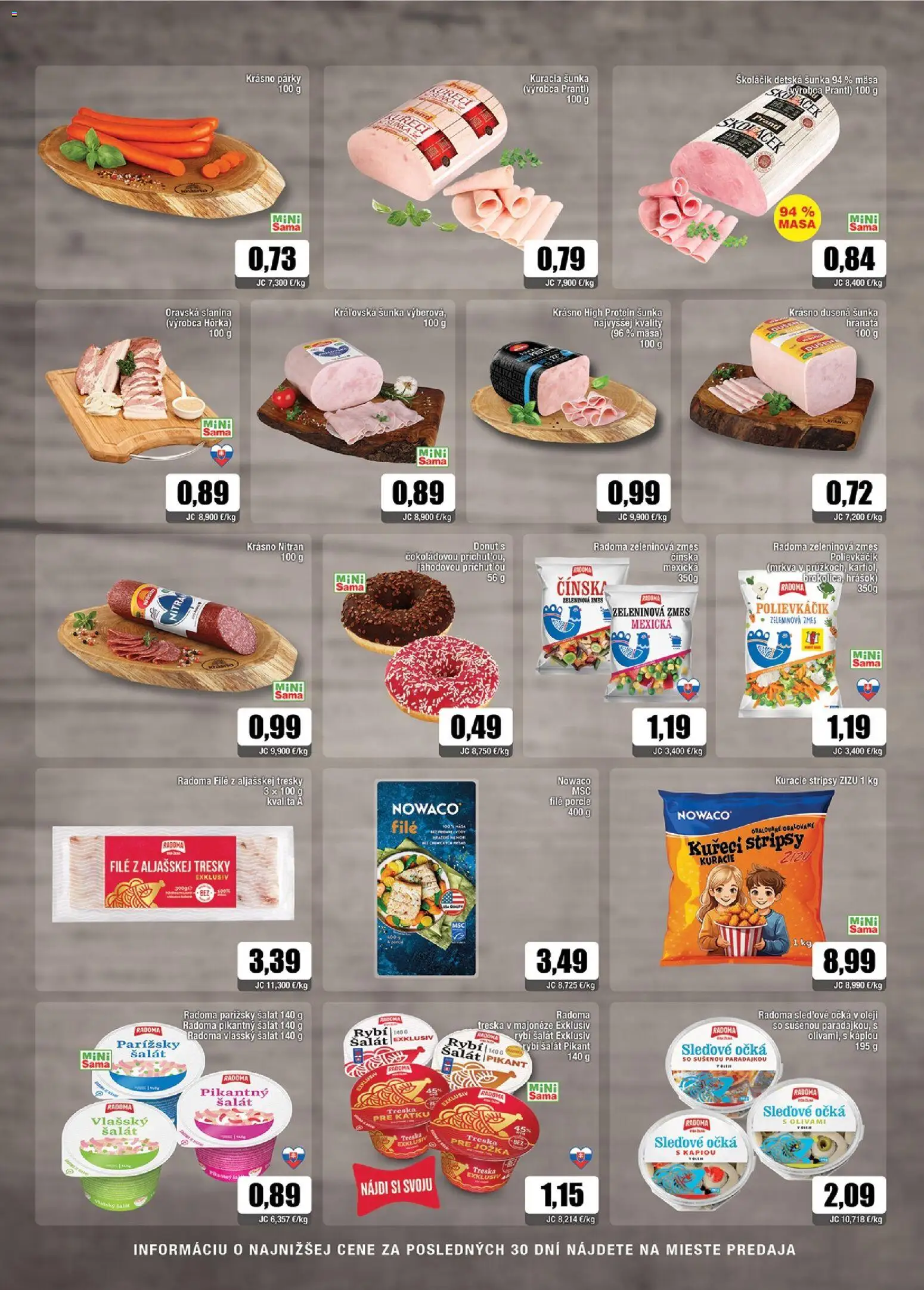 Nové Sama akcie – leták je platný od 02.10.2026 | Strana: 2 | Produkty: Hrášok, Mrkva, Kuracia šunka, Stripsy