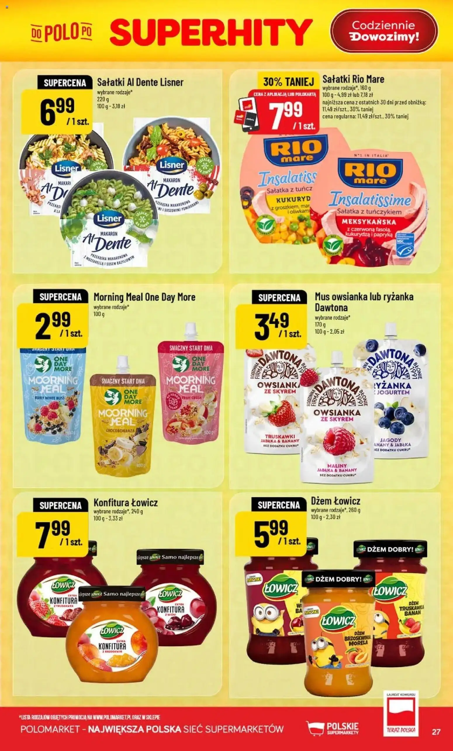 Nowa POLOmarket gazetka od jutra 26.08.2026 | Strona: 27 | Produkty: Czerwona fasola, Sałatka z tuńczykiem, Dżem, Sałatka
