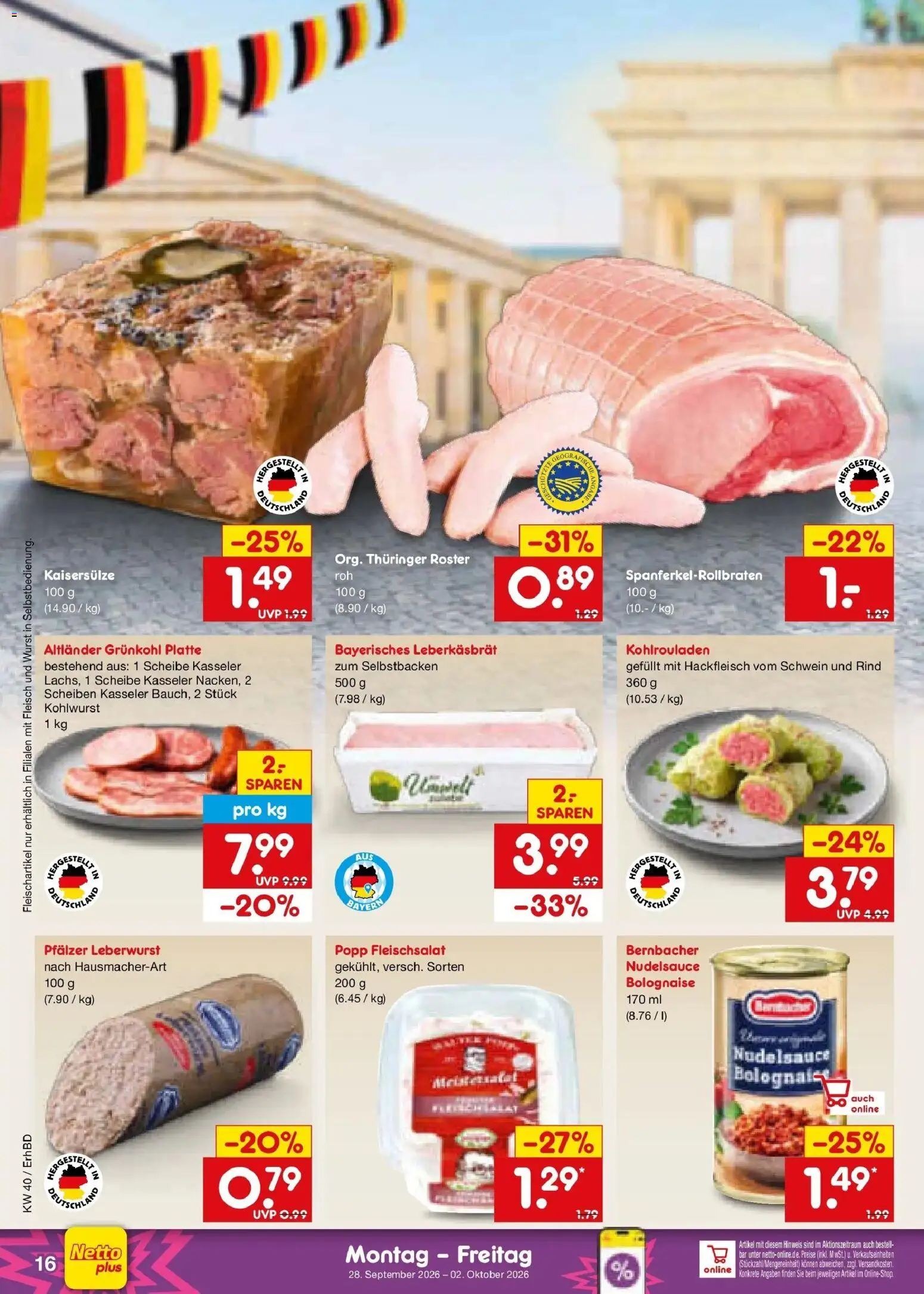 Netto Marken-Discount Prospekt Velden – gültig ab 28.09.2026 | Seite: 22 | Produkte: Wurst, Fleisch, Hackfleisch