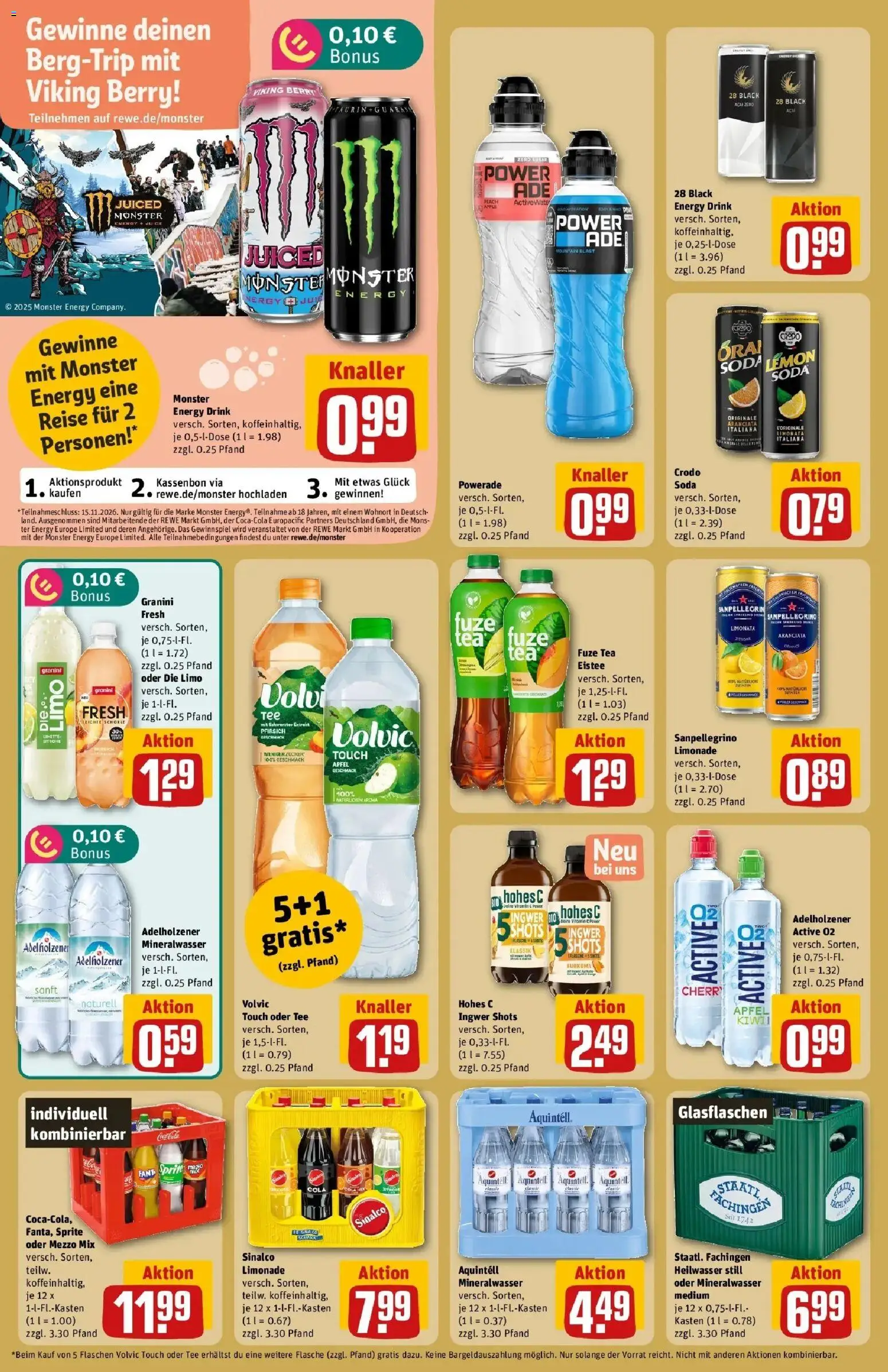 REWE Prospekt ab 26.10.2026 zum Blättern » Angebote | Seite: 16 | Produkte: Sprite, Hohes c, Oder mezzo mix, Tee