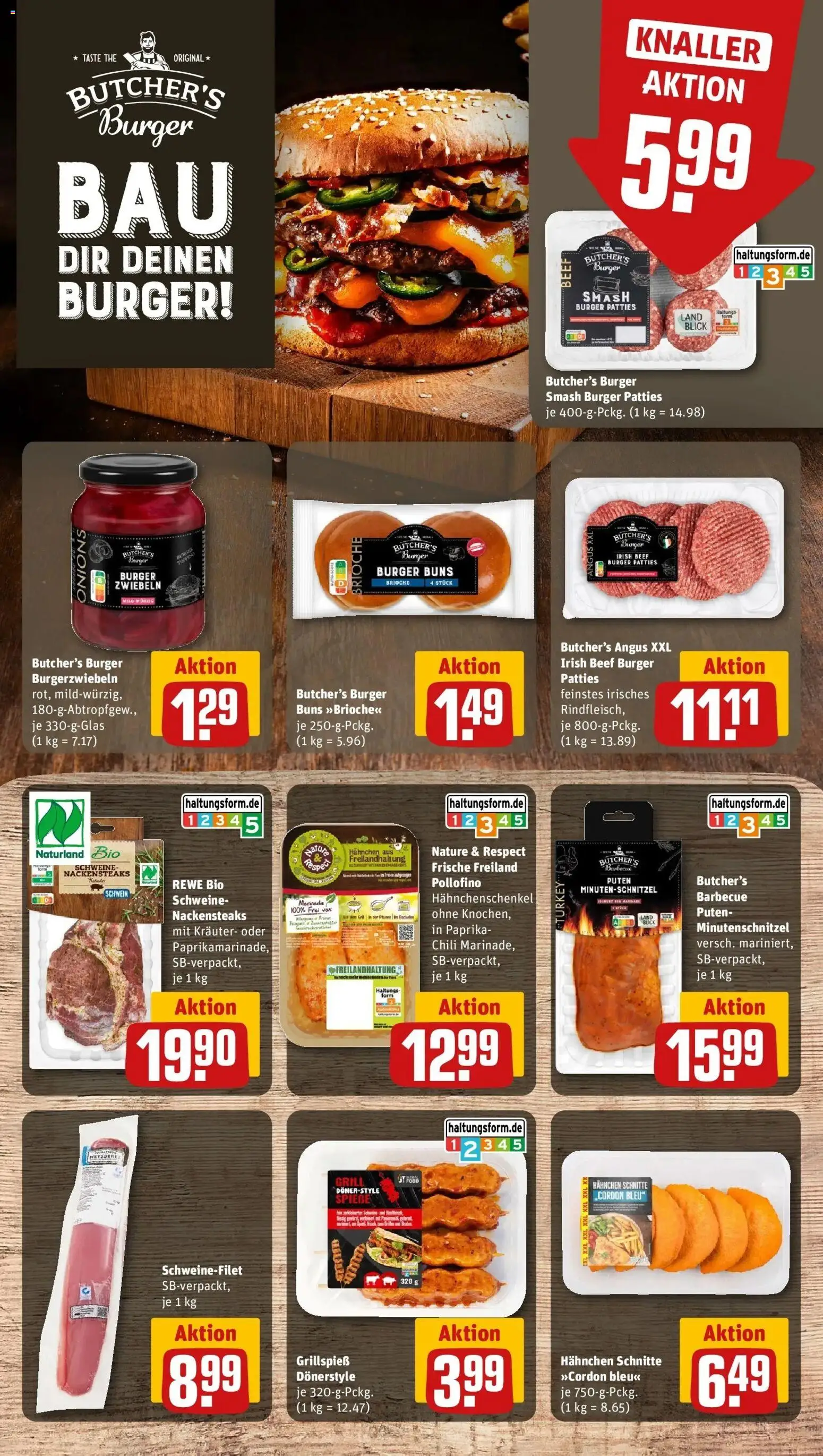 REWE Prospekt ab 24.08.2026 zum Blättern » Angebote | Seite: 9 | Produkte: Burger, Zwiebeln, Paprika, Chili