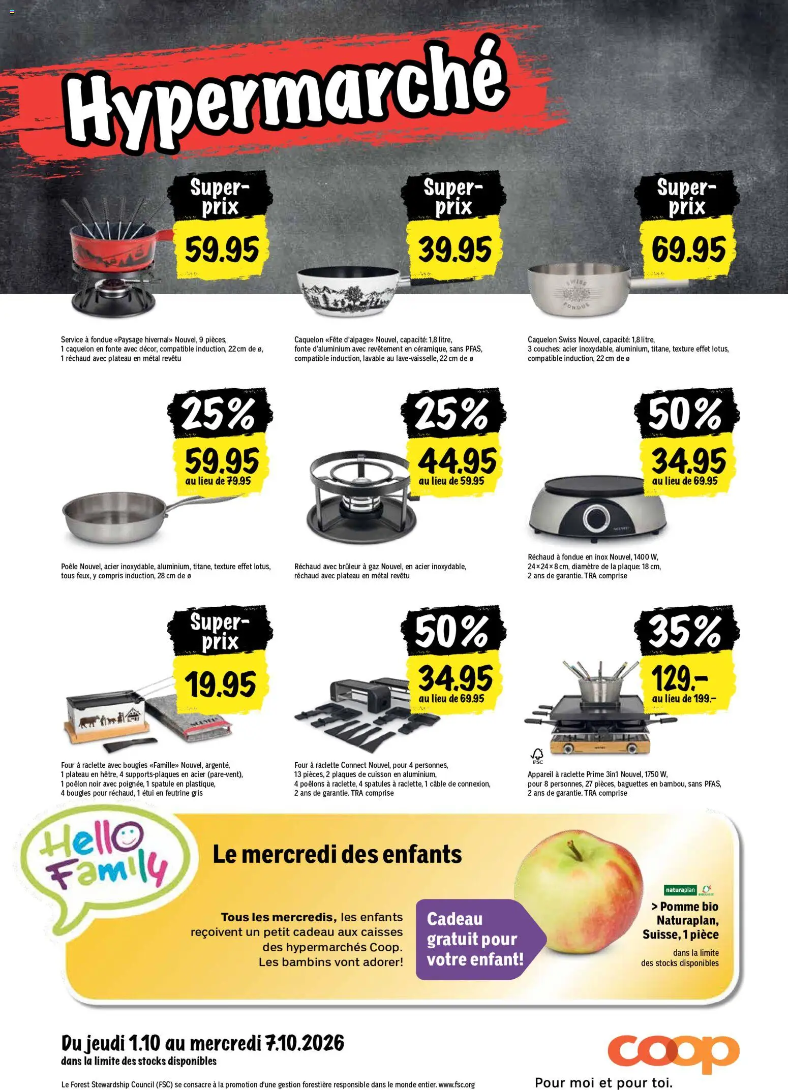Coop aktionen FR – gültig ab 01.10.2026 | Seite: 24 | Produkte: Raclette, Fondue, Apple, Grill
