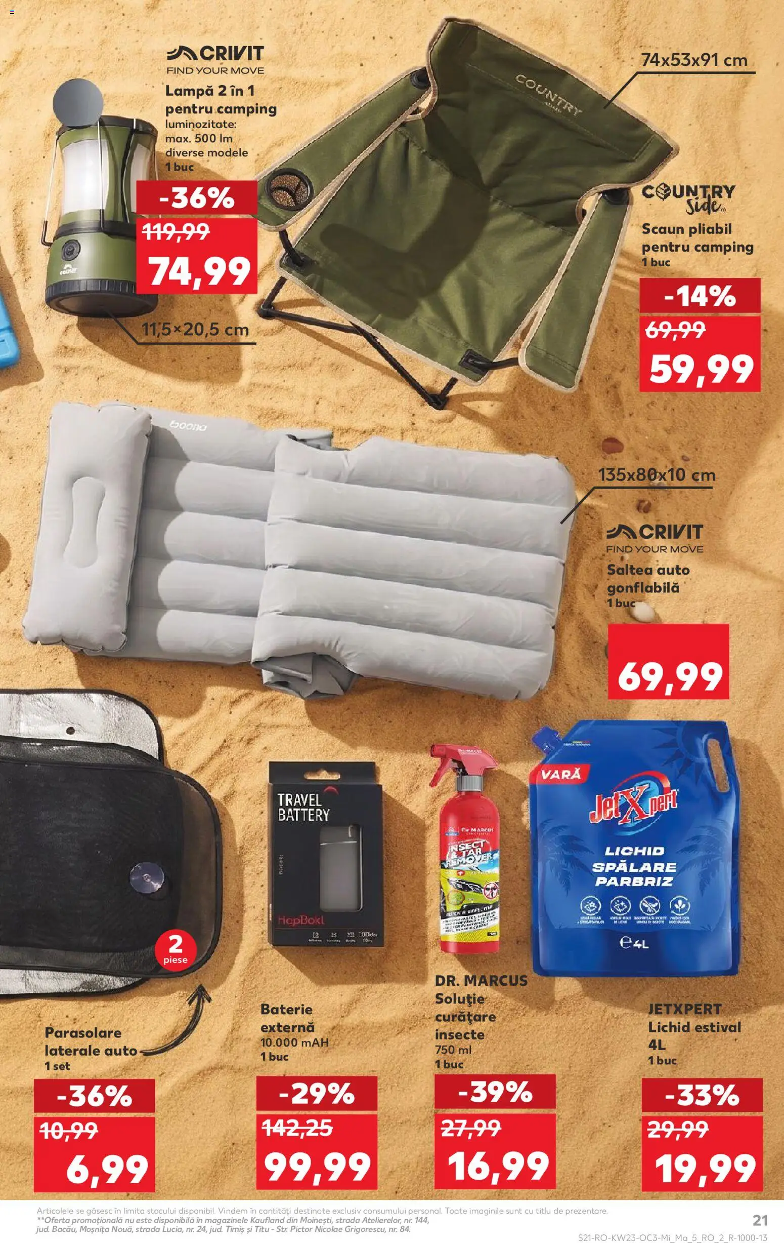 Noul catalog Kaufland – valabil de la 03.06.2026 | Pagină: 21 | Produse: Saltea, Scaun, Baterie, Lampă