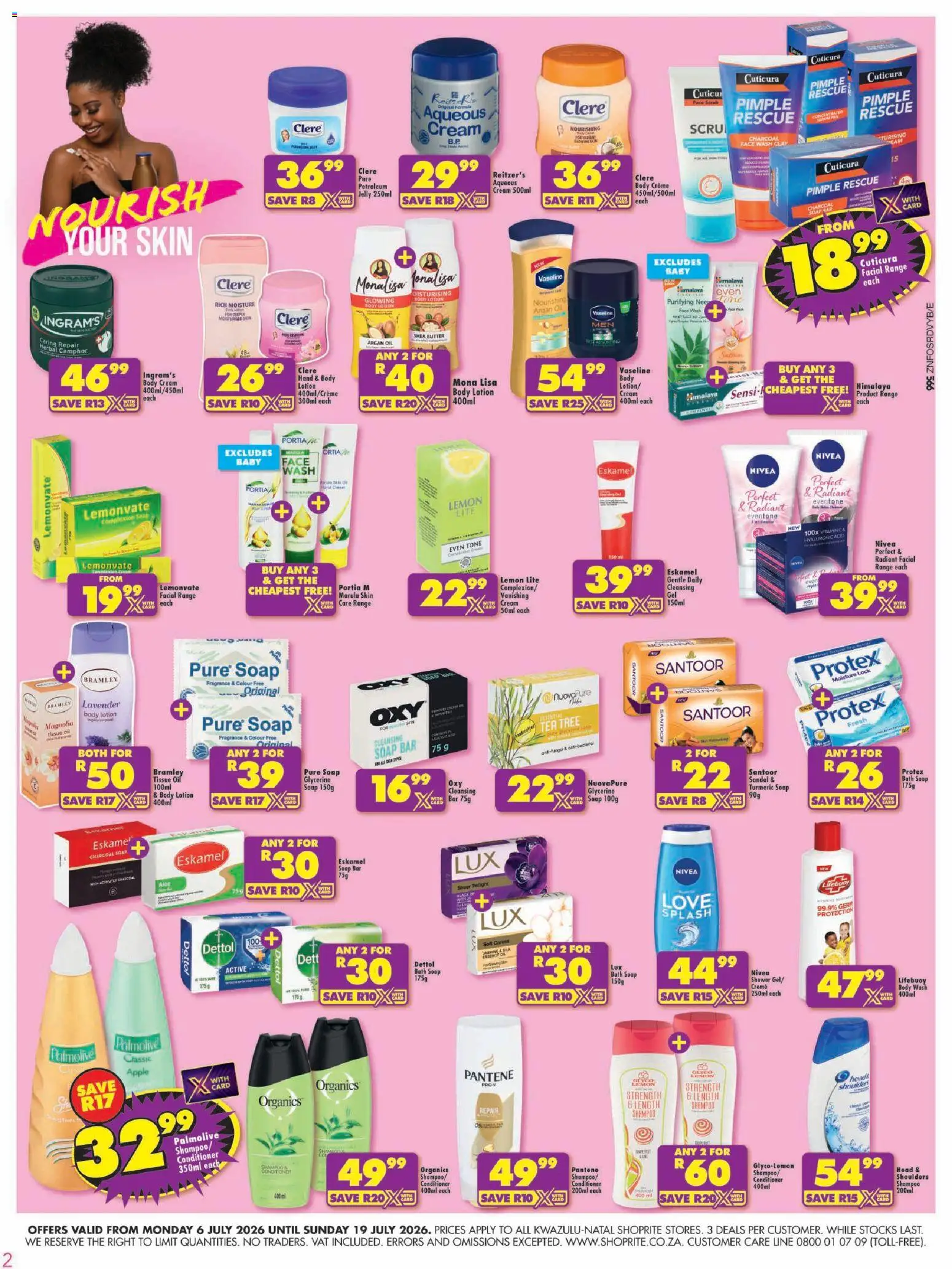 New Shoprite catalogue – valid from 06/07/2026 | Page: 2 | Products: Oil, Shampoo, Cream, Lotion