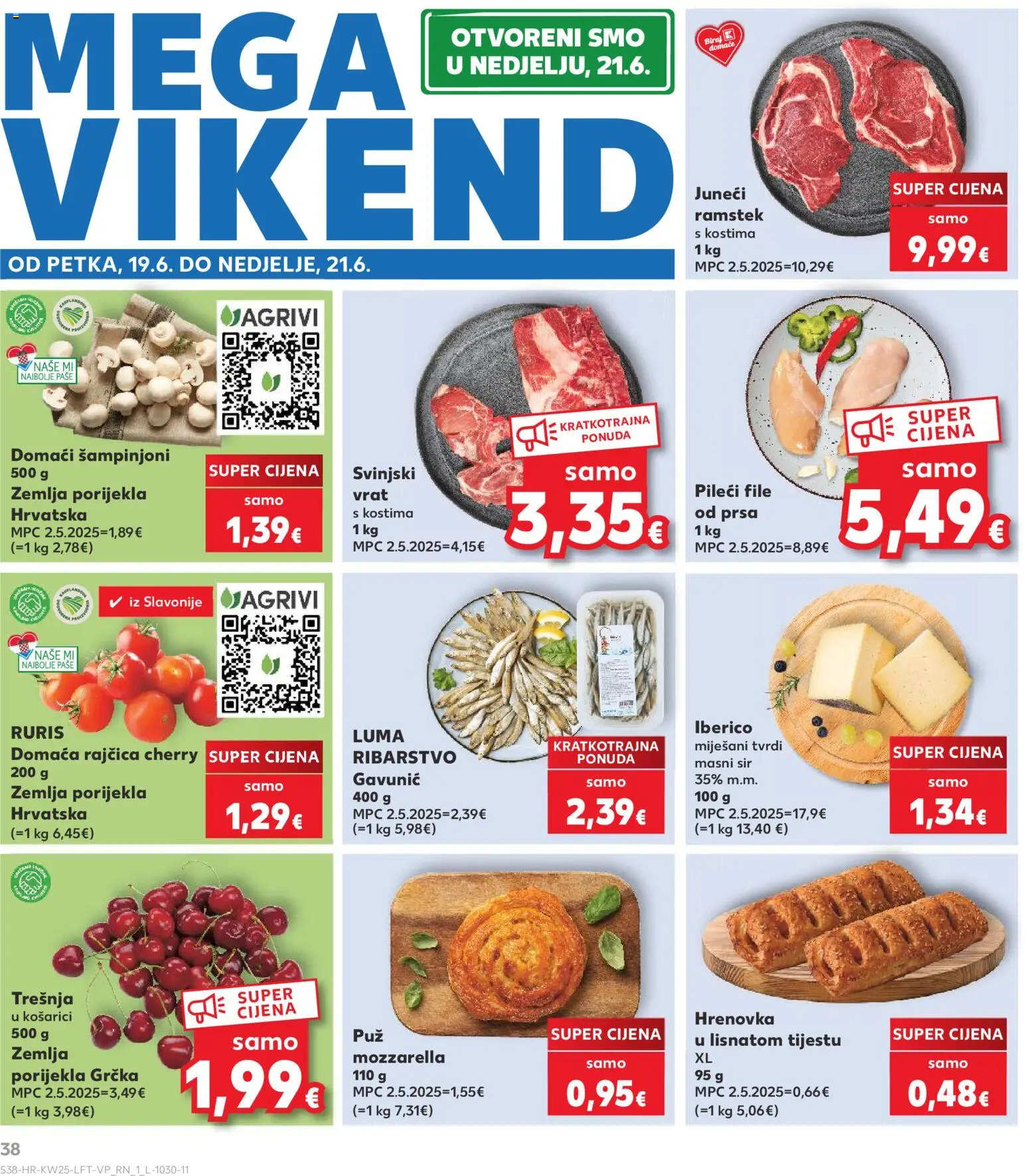 Kaufland katalog | vrijedi od 17.06.2026 | Stranica: 38 | Proizvodi: Mozzarella, Sir, Šampinjoni, Rajčica