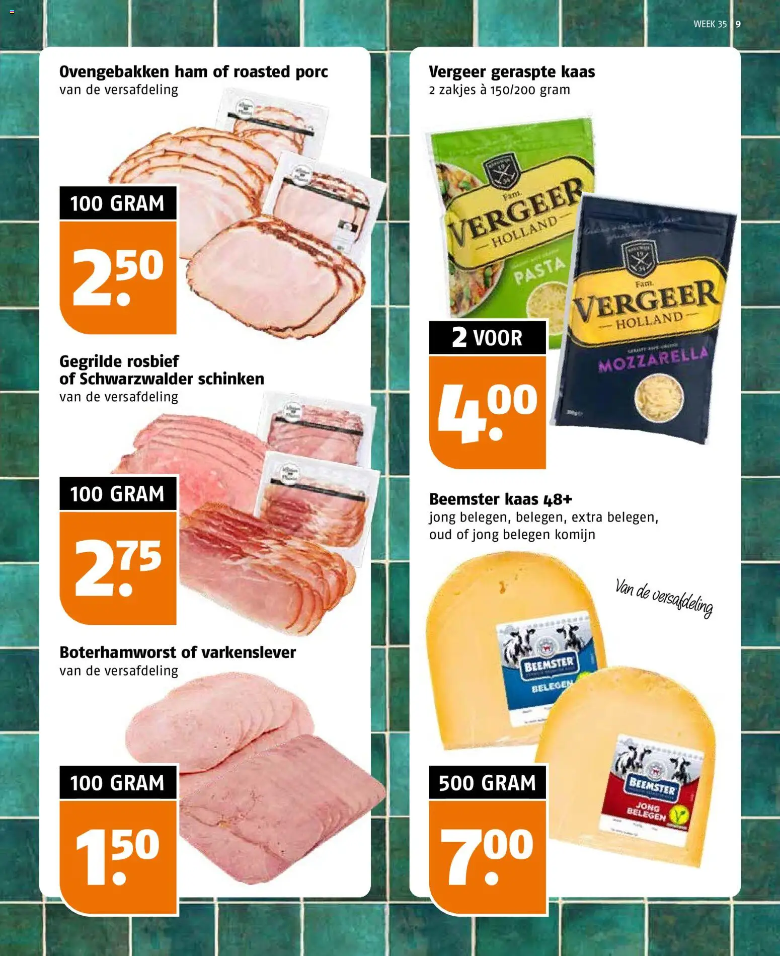 {H1} | Pagina: 9 | Producten: Kaas, Geraspte kaas, Varkenslever, Komijn