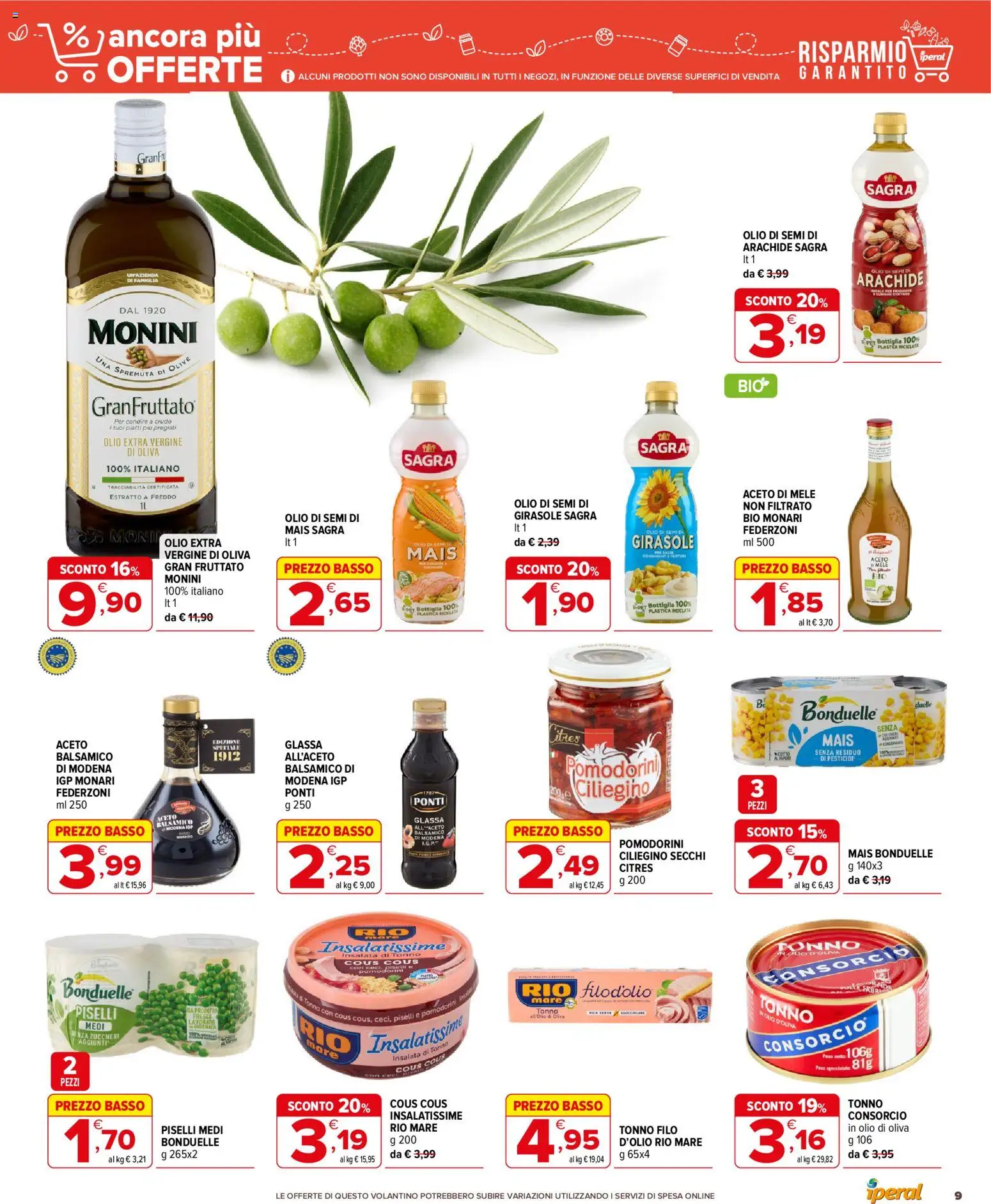 Volantino Iperal del 16/09/2026 | Pagina: 9 | Prodotti: Mele, Olive, Aceto, Glassa