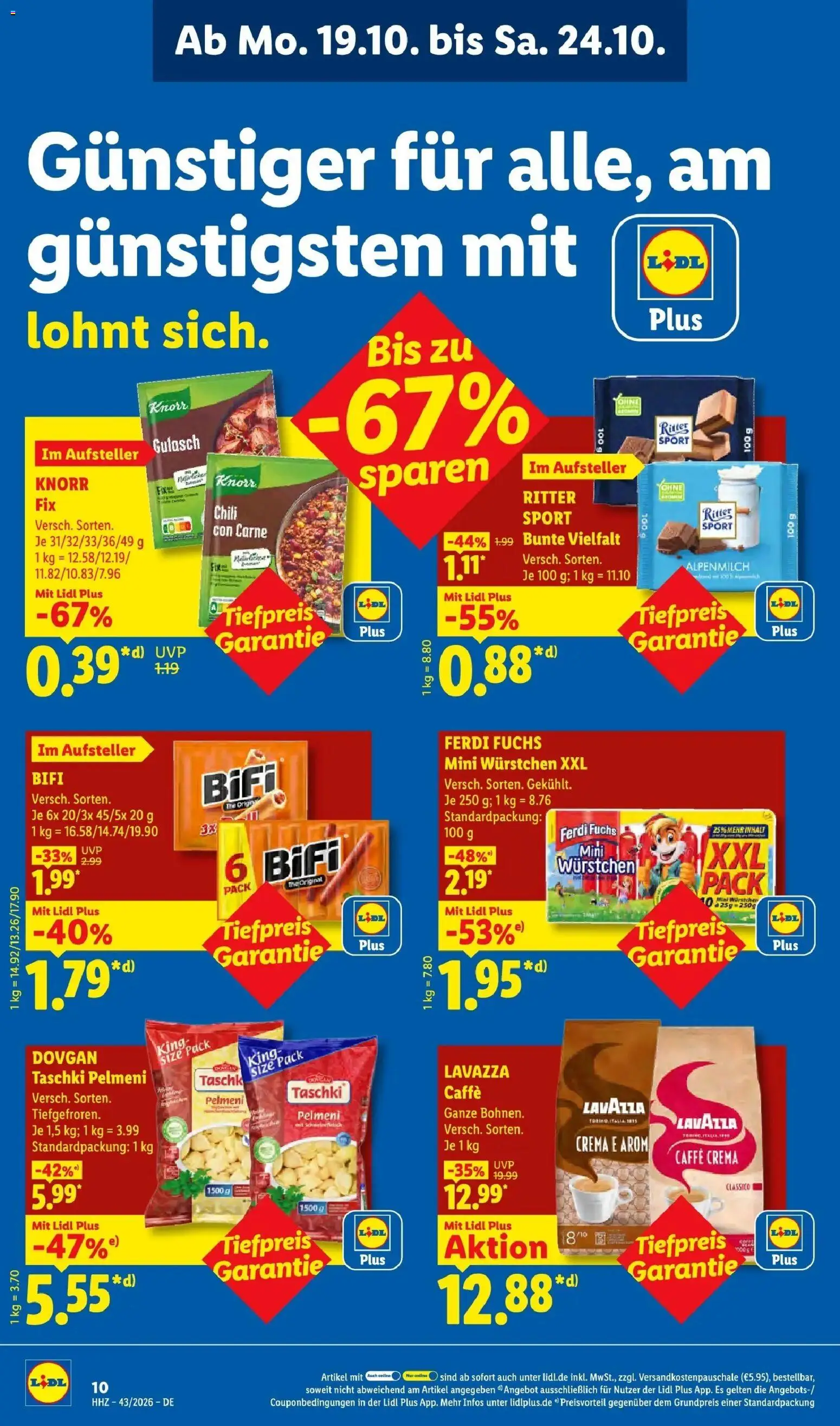 Lidl Prospekt Villingen-schwenningen (ab 19.10.2026) zum Blättern » Angebote | Seite: 18 | Produkte: Knorr fix, Ritter sport, Knorr, Gulasch