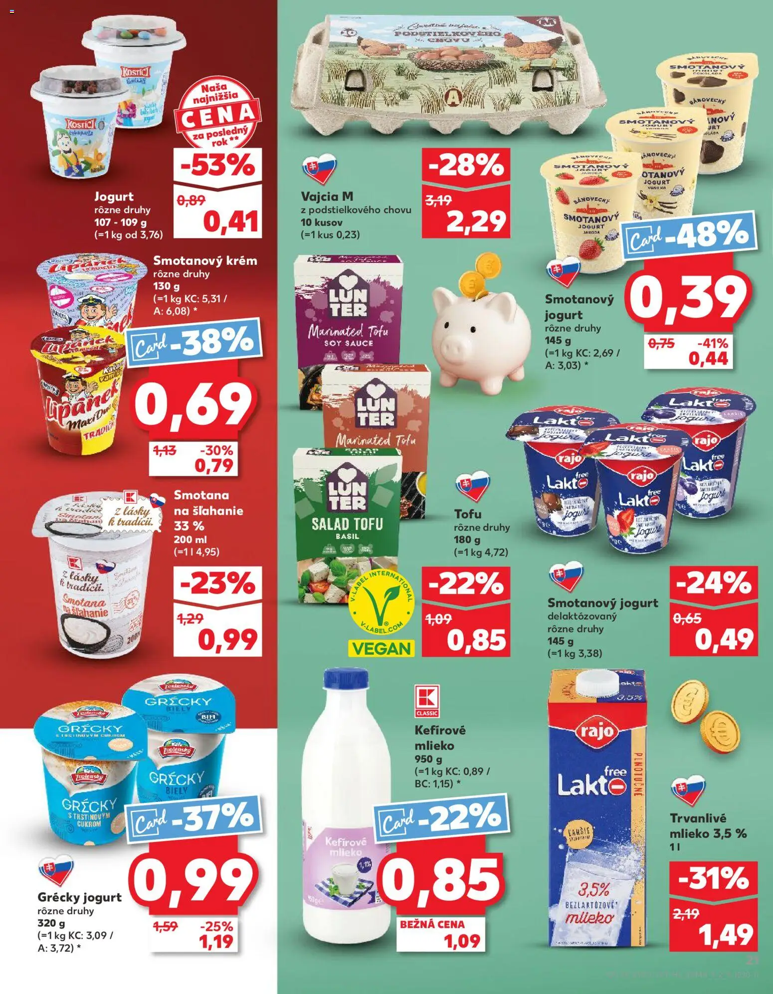 Nové Kaufland akcie – leták je platný od 23.04.2026 | Strana: 21 | Produkty: Jogurt, Tofu, Trvanlivé mlieko, Smotana na šľahanie