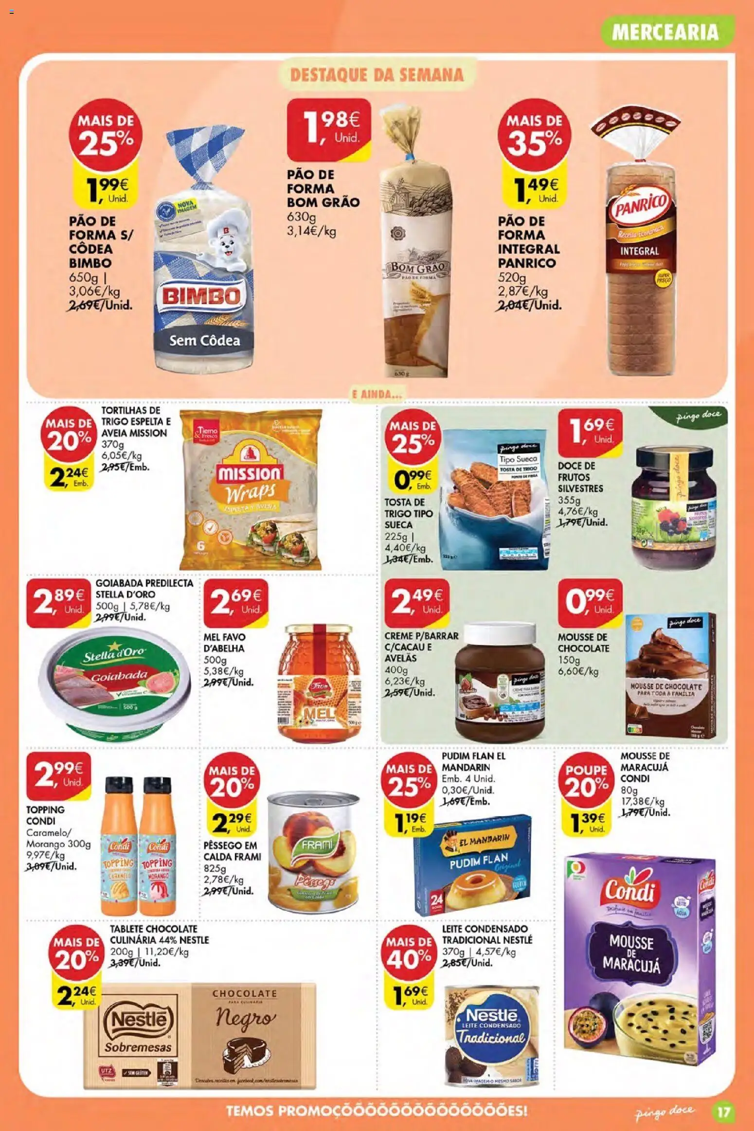 Pingo Doce Poupe Esta Semana Açores │ válido de 04.06.2026 | Página: 17 | Produtos: Pão de forma, Pudim, Nestlé, Mel