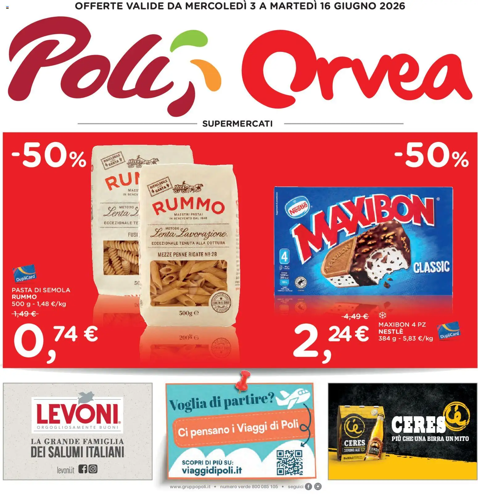 Volantino Poli del 03.06.2026 | Pagina: 1 | Prodotti: Birra, Tè, Pasta, Penne
