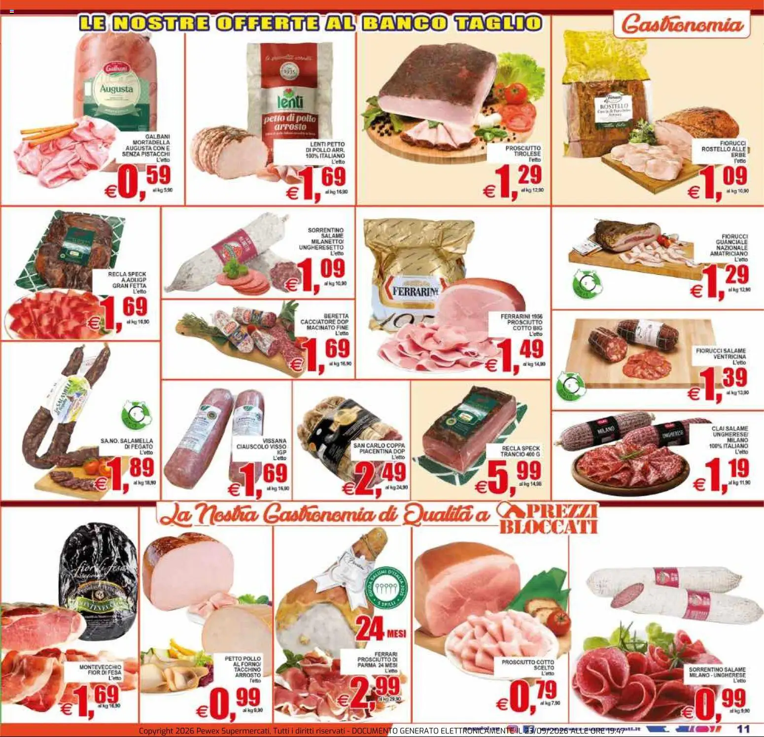 Volantino Pewex del 23/09/2026 | Pagina: 11 | Prodotti: Speck, Arrosto, Prosciutto Cotto, Mortadella