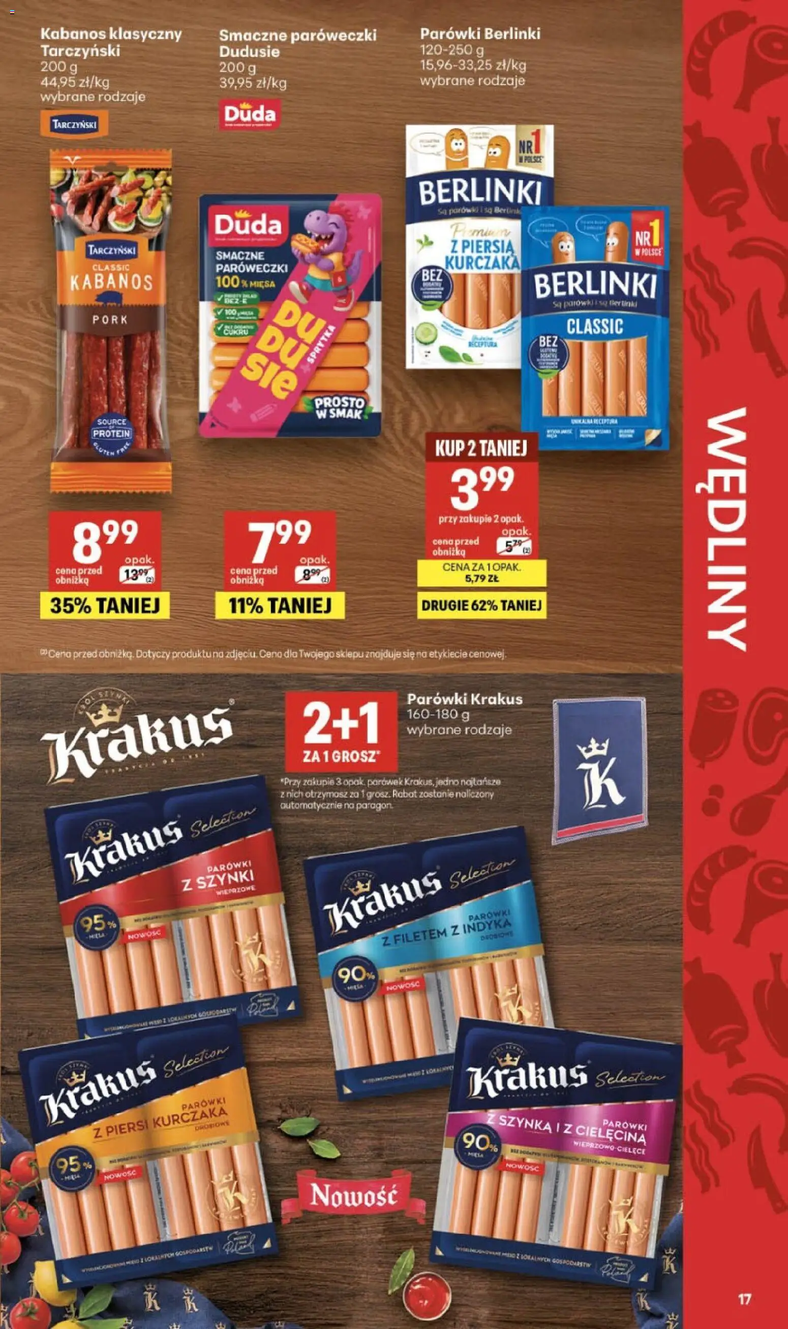 Delikatesy Centrum gazetka od 10.09.2026 | Strona: 17 | Produkty: Parówki berlinki, Parówki z szynki, Parówki, Szynka