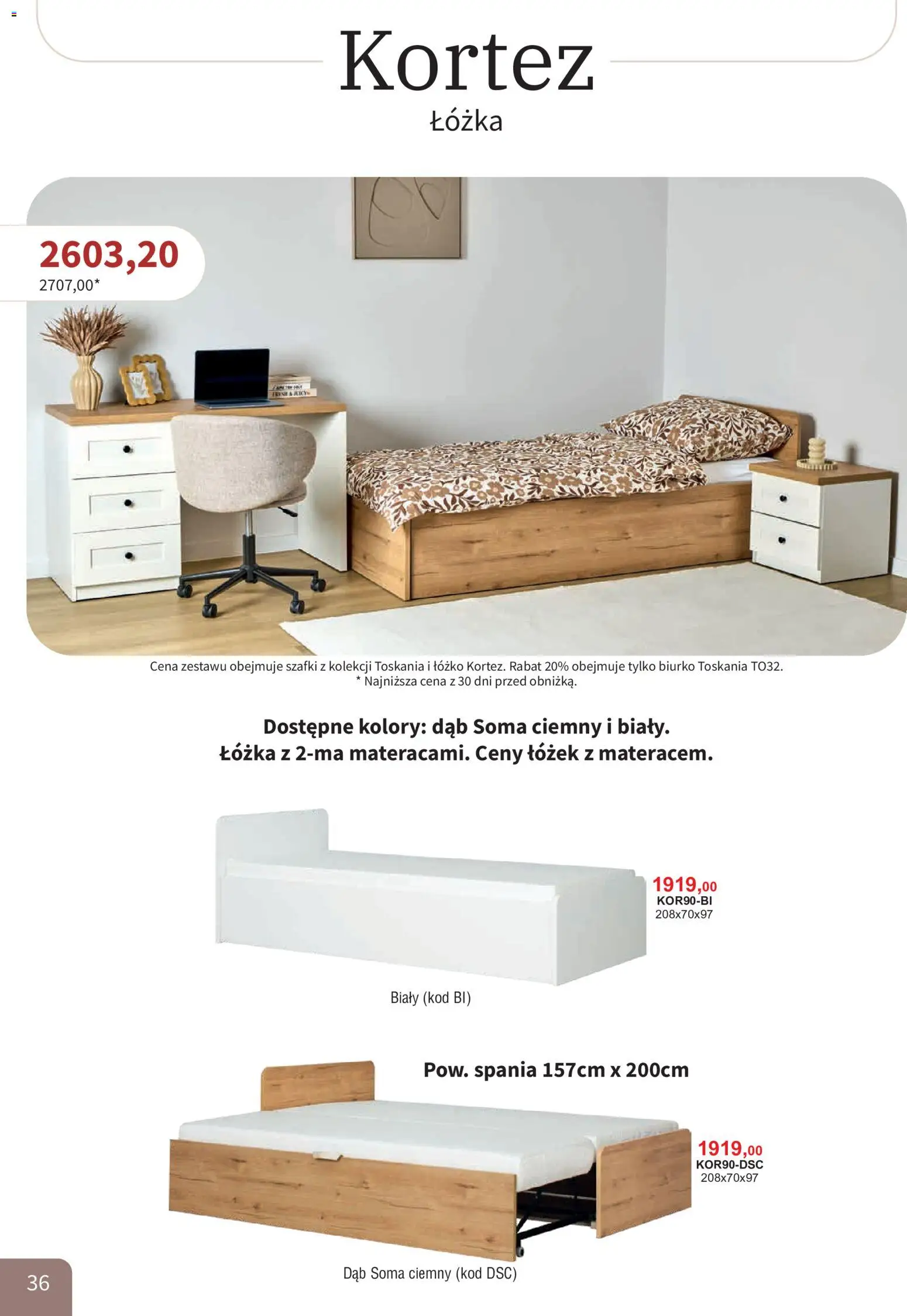 Bodzio Katalog od 01.08.2026 | Strona: 36 | Produkty: Łóżko, Biurko