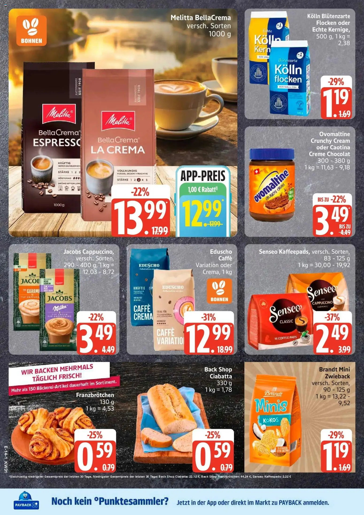 Edeka Prospekt Schwarzenbek – gültig ab 27.07.2026 | Seite: 16 | Produkte: Melitta, Ovomaltine, Creme, Eduscho