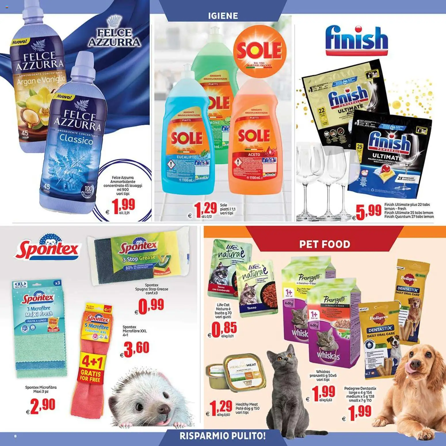 Volantino Elite Supermercati del 21/08/2026 | Pagina: 8 | Prodotti: Paté, Ammorbidente, Piatti, Tonno