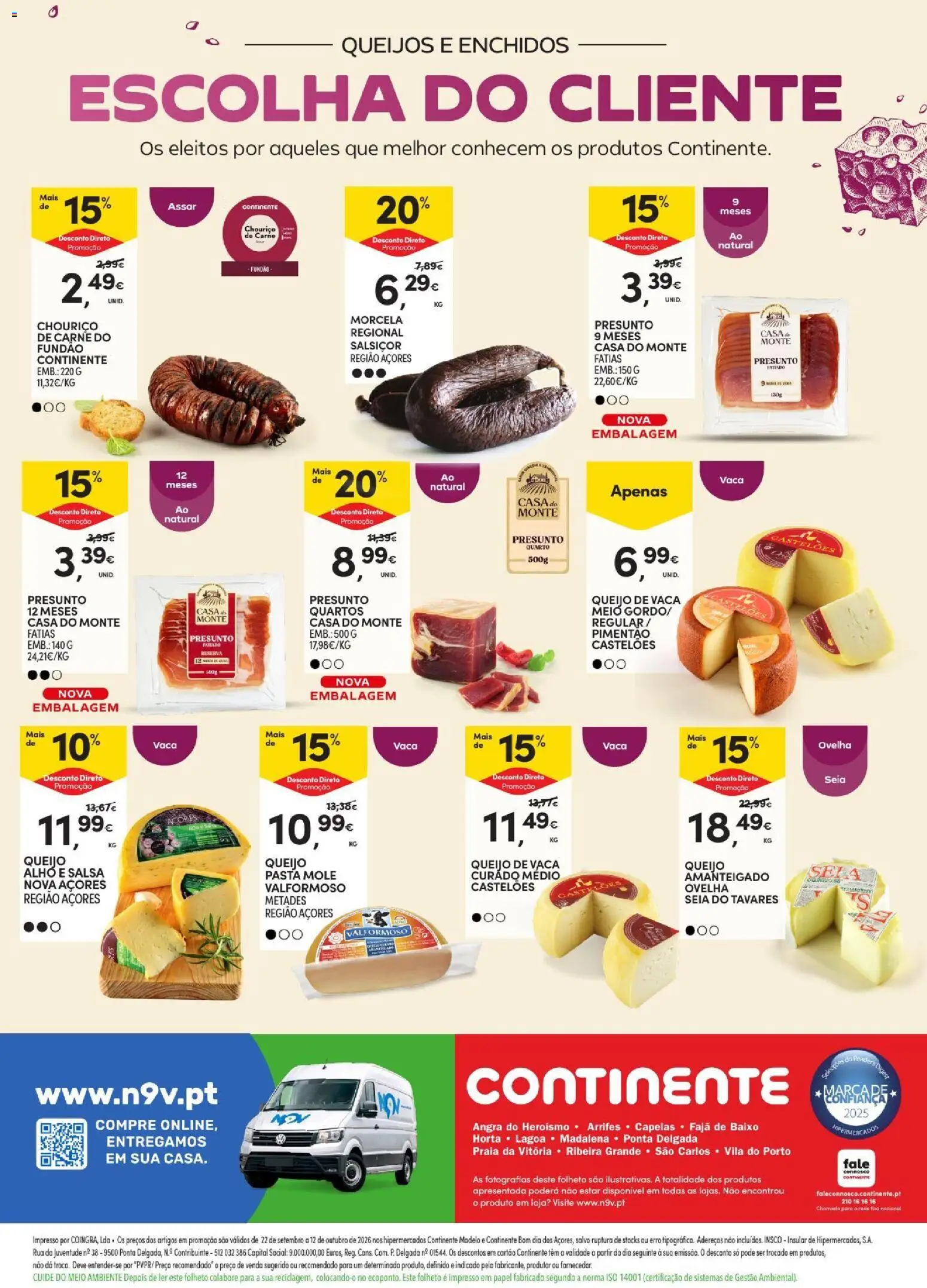 Continente Açores Vinhos, Enchidos e Queijos │ válido de 22/09/2026 | Página: 48 | Produtos: Pimentão, Queijo, Carne, Alho