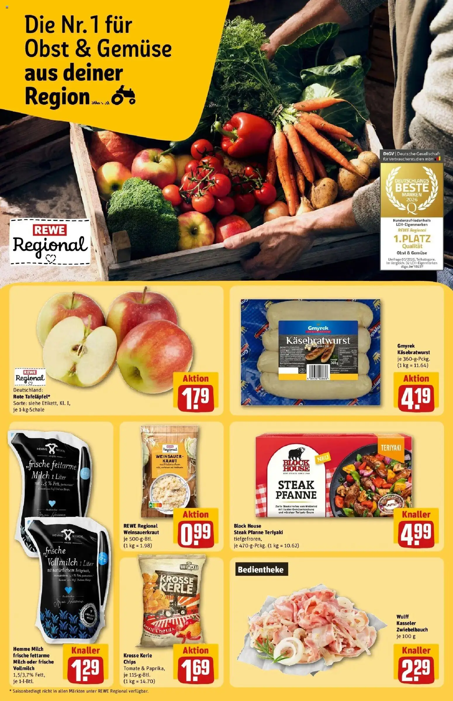 REWE Prospekt ab 07.09.2026 zum Blättern » Angebote | Seite: 22 | Produkte: Milch, Paprika, Obst, Chips