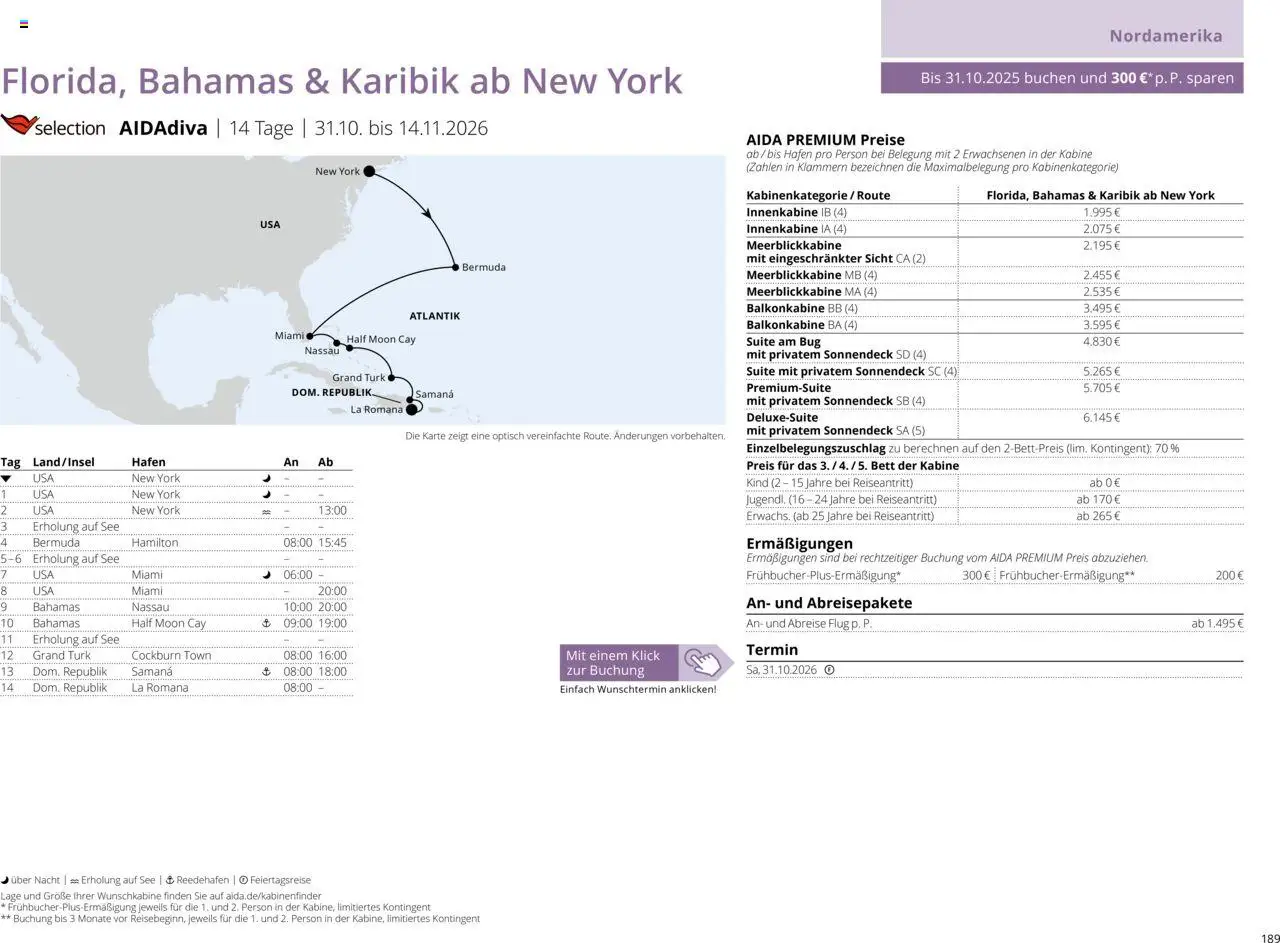 Aida Sommer 2026 – gültig ab 01.03.2026 | Seite: 189 | Produkte: Bermuda, Bett
