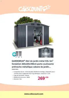 Cdiscount - Prévisualisation de Cdiscount catalogue valide à partir de 09/10/2026 | Page: 3 | Produits: Porte coulissante, Crochets, Porte, Abri de jardin